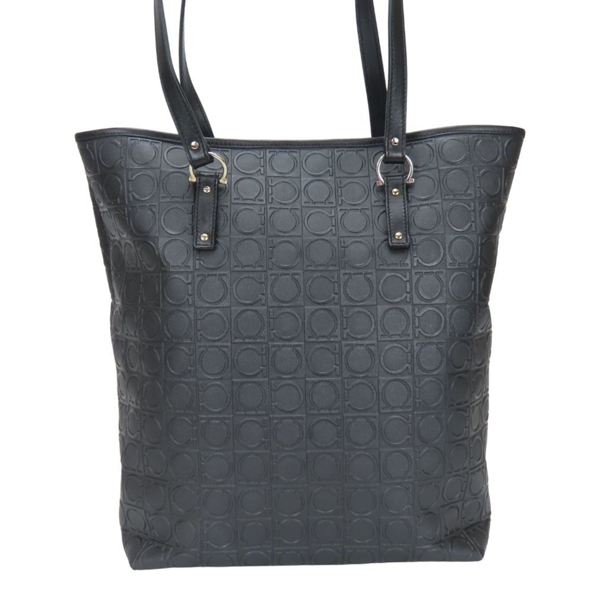 Salvatore Ferragamo Gancini Black Pvc Tote Bag (Pre-Owned)