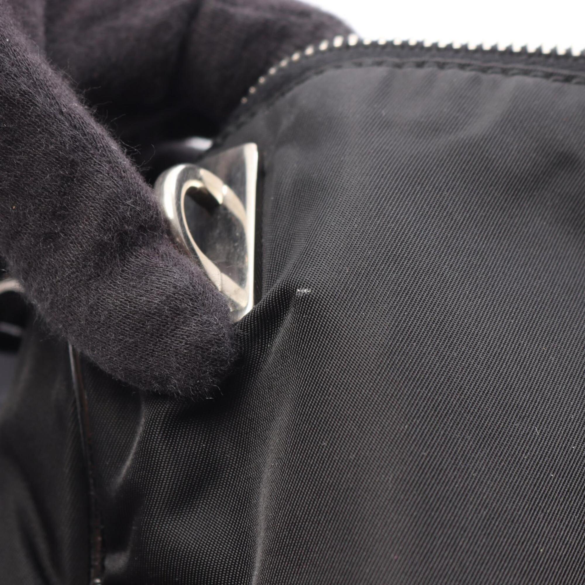 Prada Black Nylon Leather Handbag Shoulder Bag (Pre-Owned)