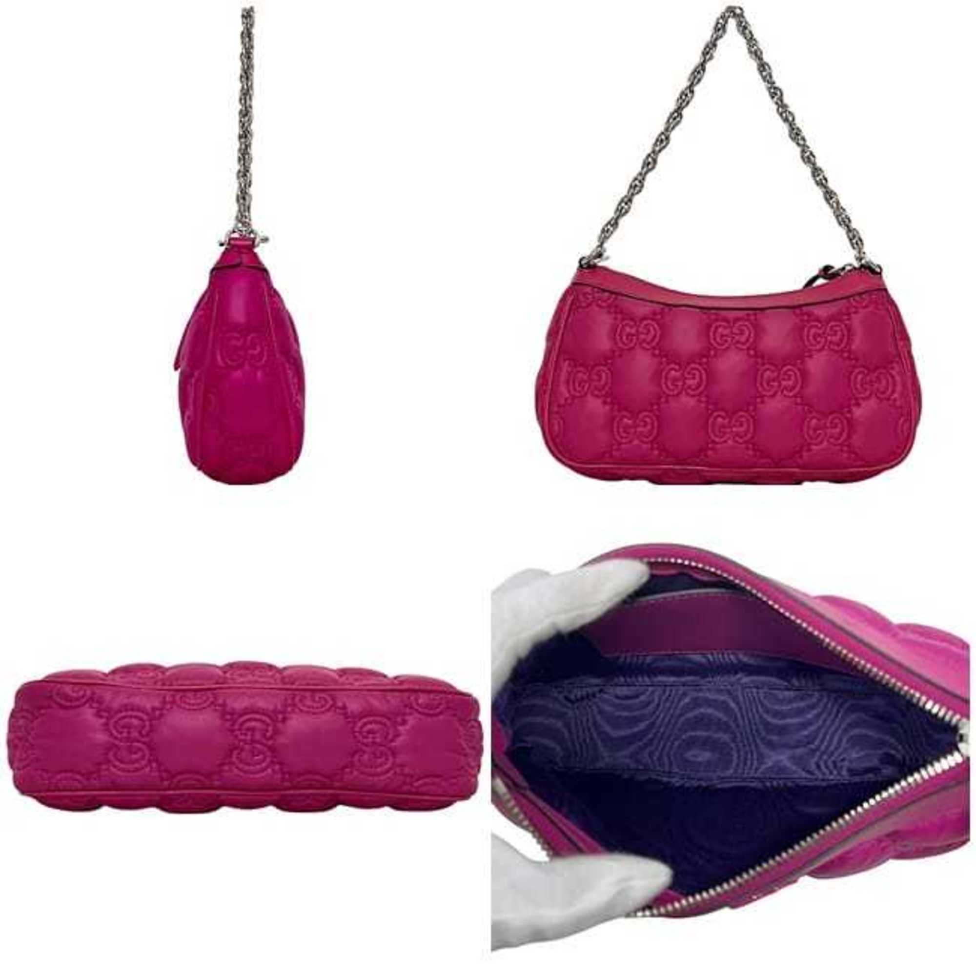 Gucci Pink Nylon Leather Canvas Shoulder Bag (Pre-Owned)