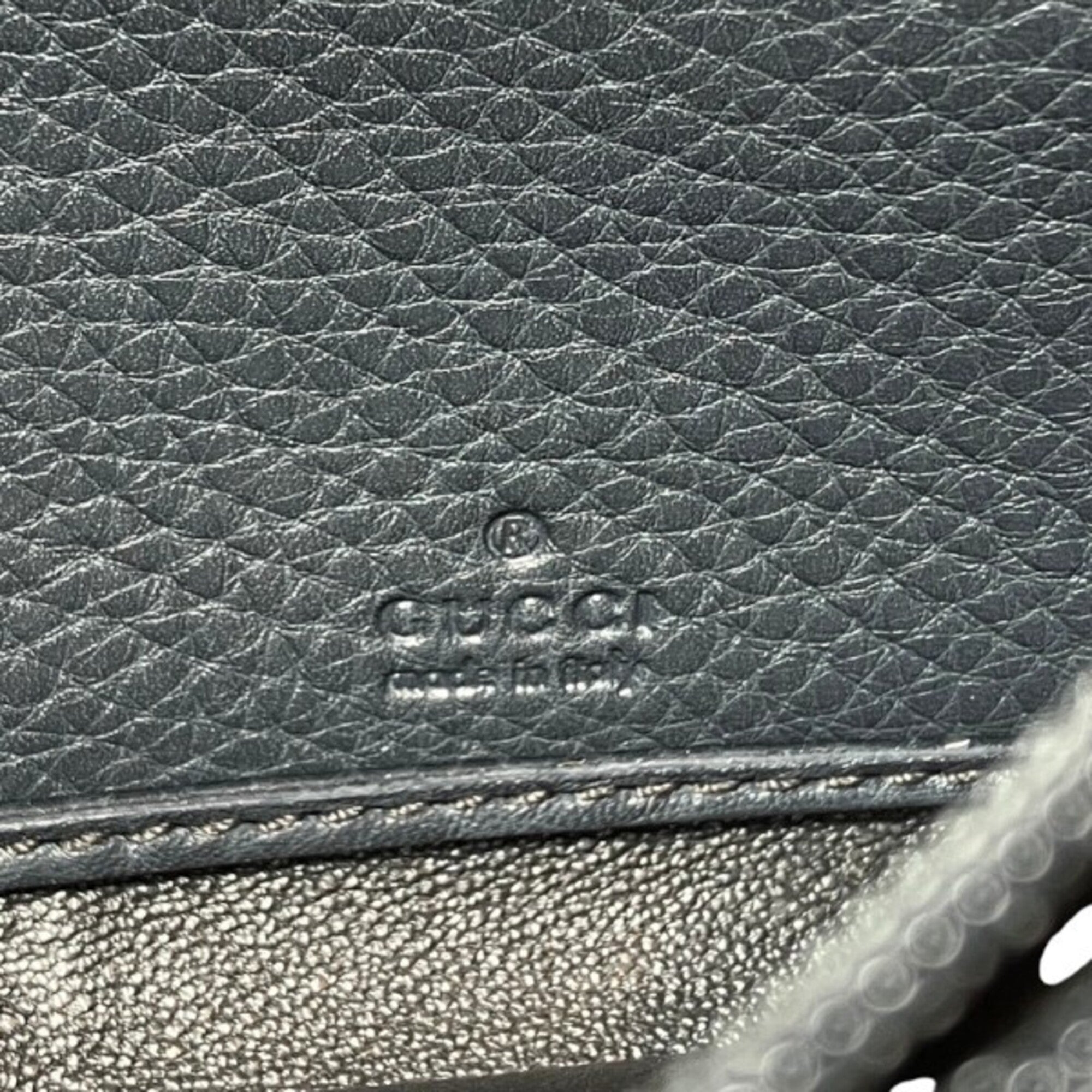 Gucci Gray Leather Long Wallet (Bi-Fold) (Pre-Owned)