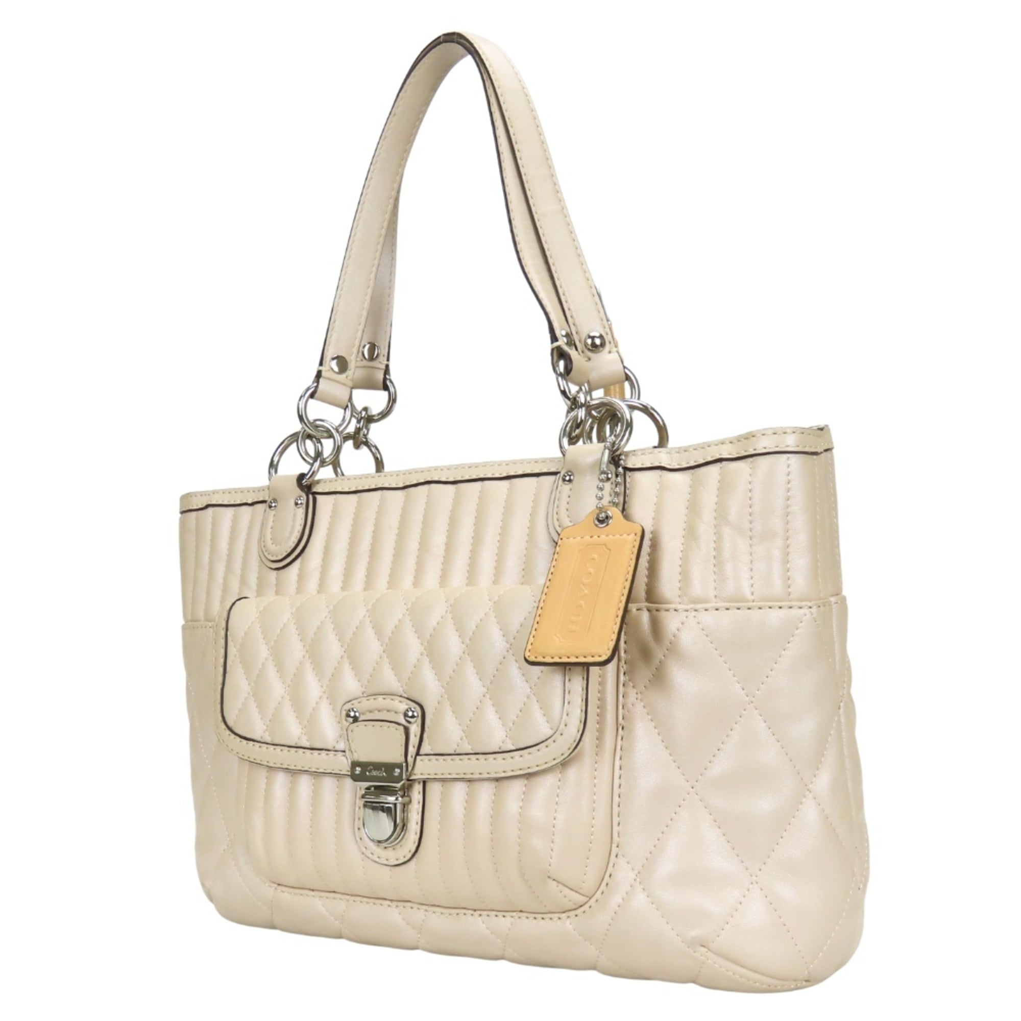 Coach Beige Leather Tote Bag (Pre-Owned)