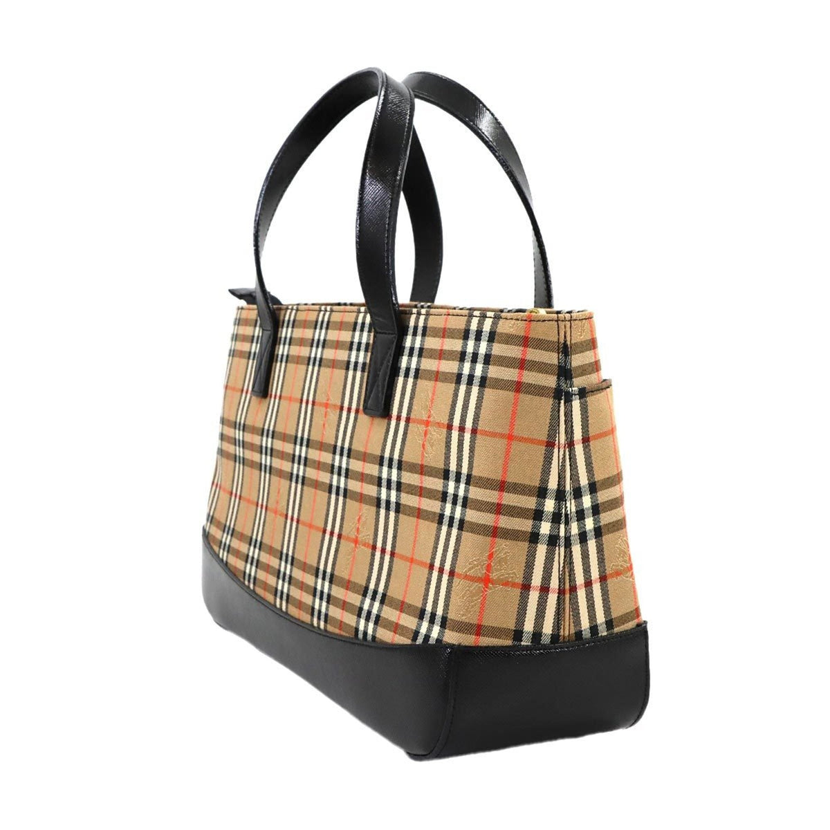 Burberry Beige Black Canvas Handbag (Pre-Owned)