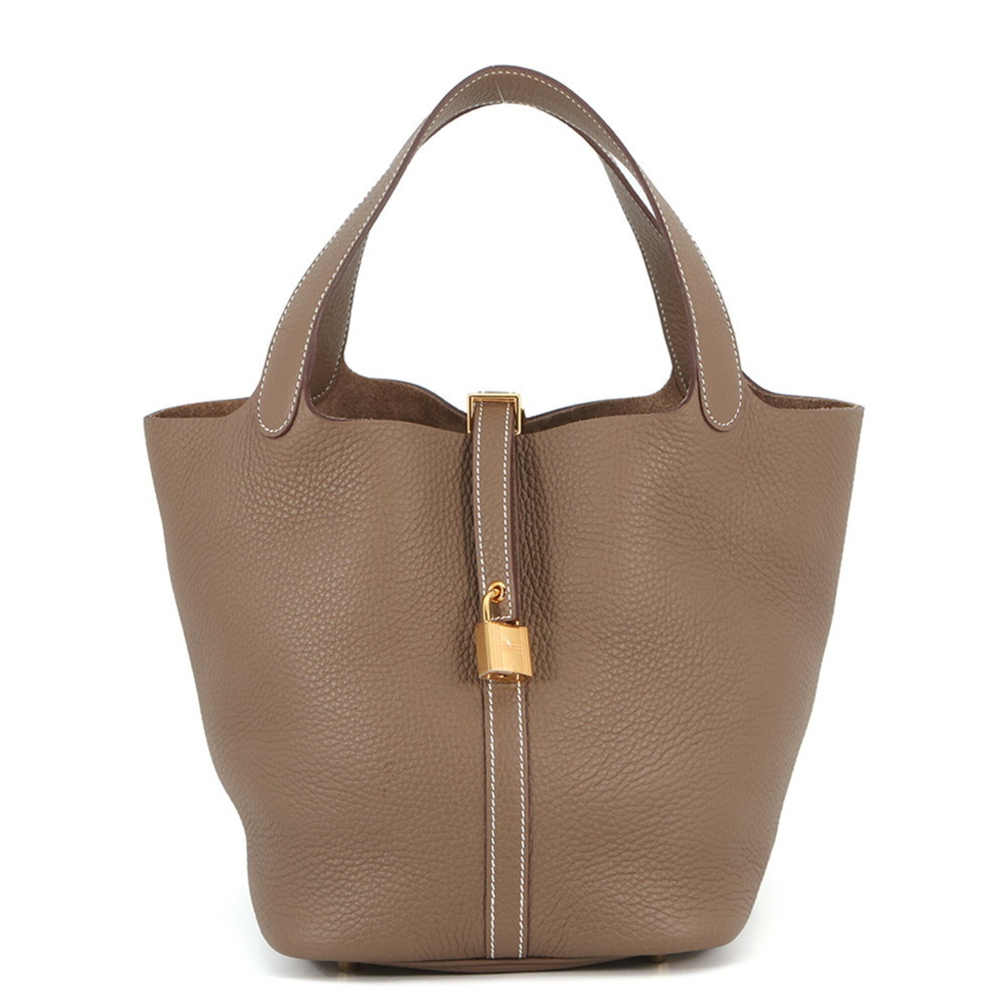 Hermes Etoupe Gray Taurillon Clemence Leather Handbag Tote Bag (Pre-Owned)