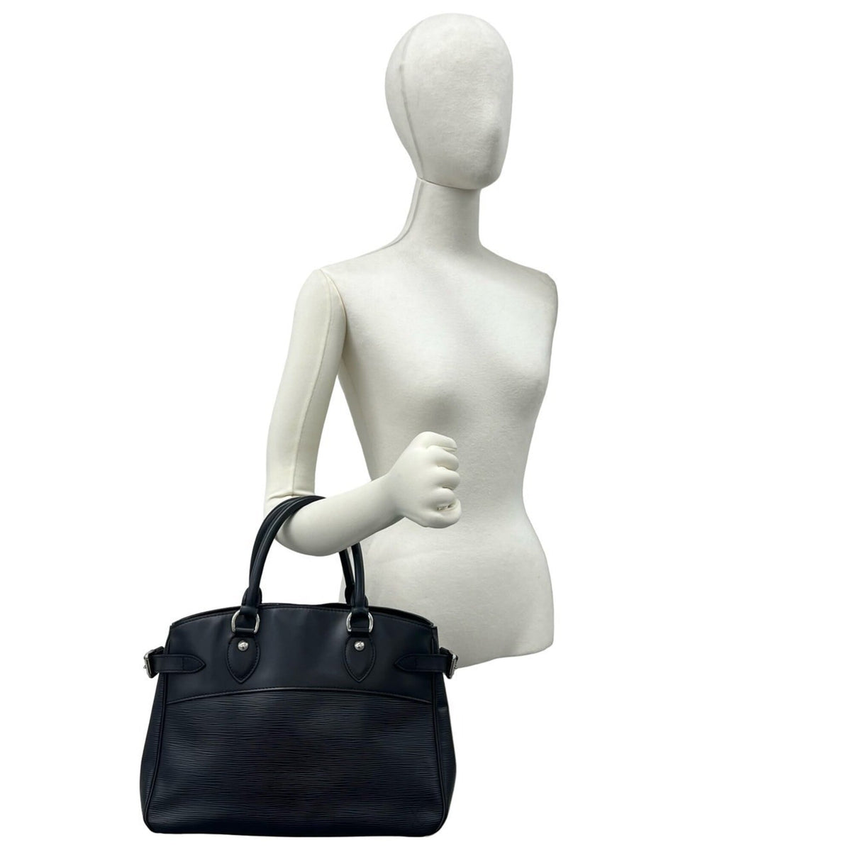 Louis Vuitton Black Leather Boston Bag Handbag Tote Bag (Pre-Owned)