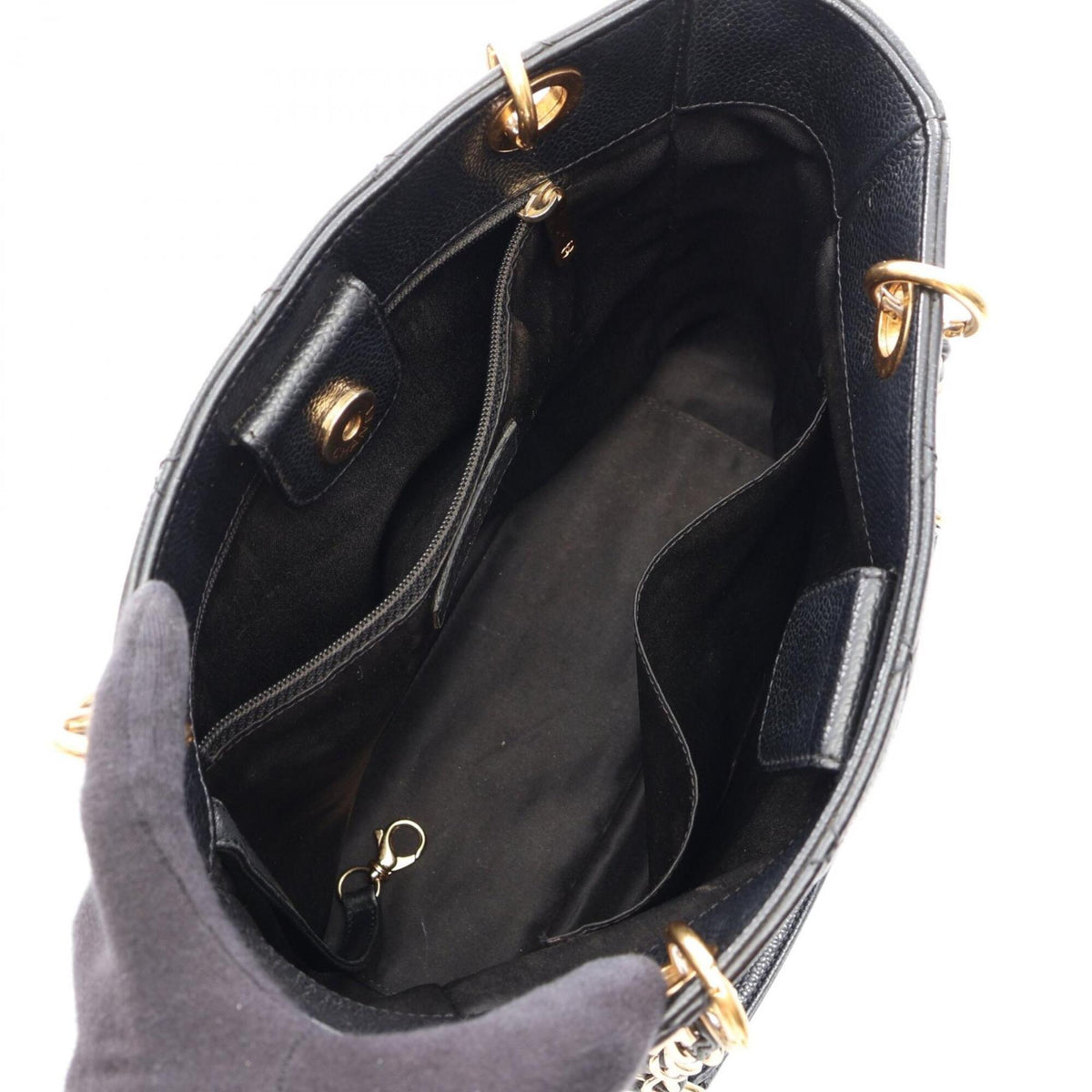 Chanel Black Grained Calfskin Handbag Tote Bag (Pre-Owned)