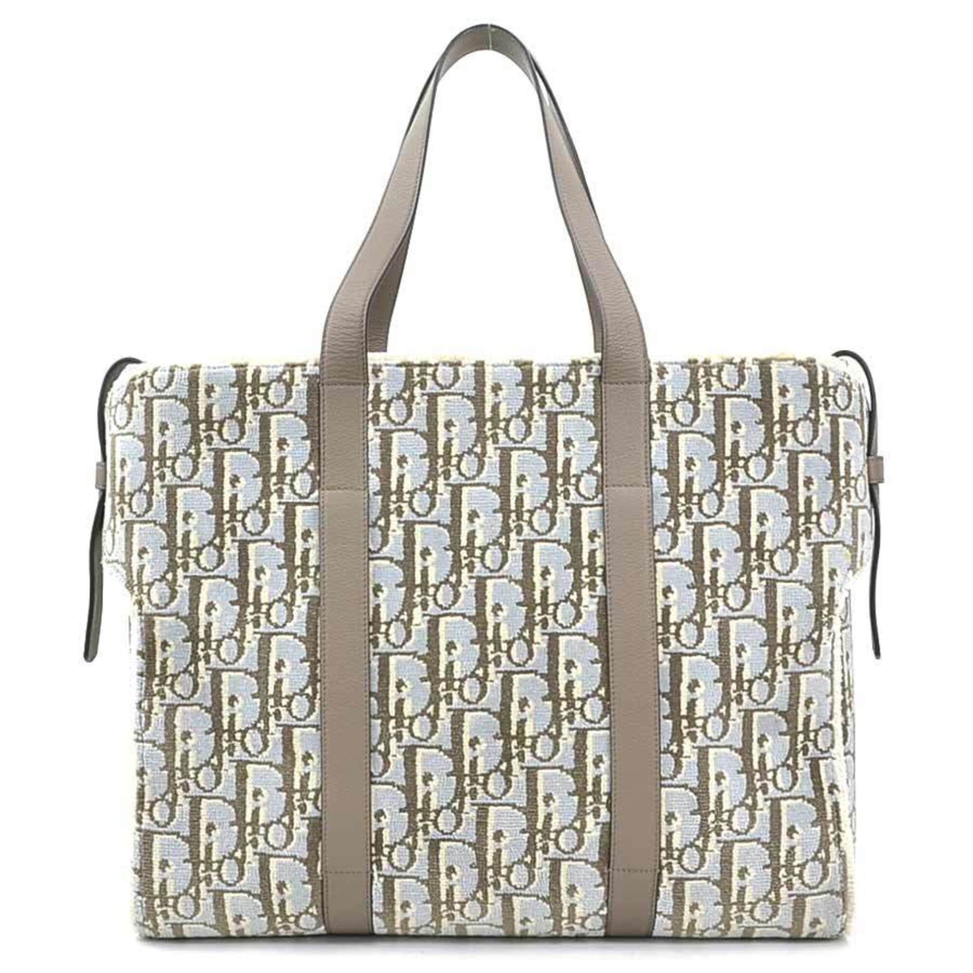 Christian Dior Gray Light Blue Leather Handbag (Pre-Owned)
