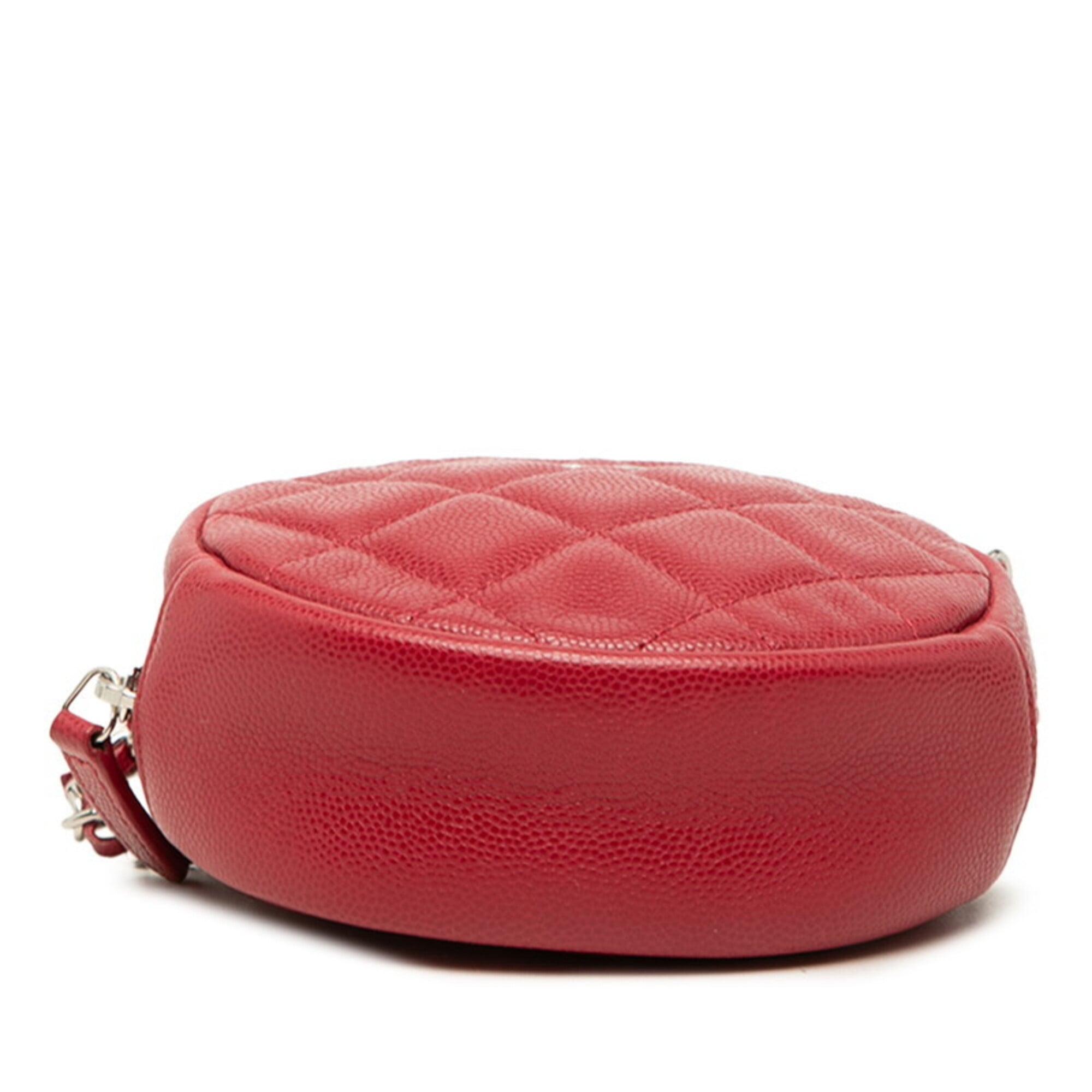 Chanel Red Color Grained Calfskin Shoulder Bag (Pre-Owned)