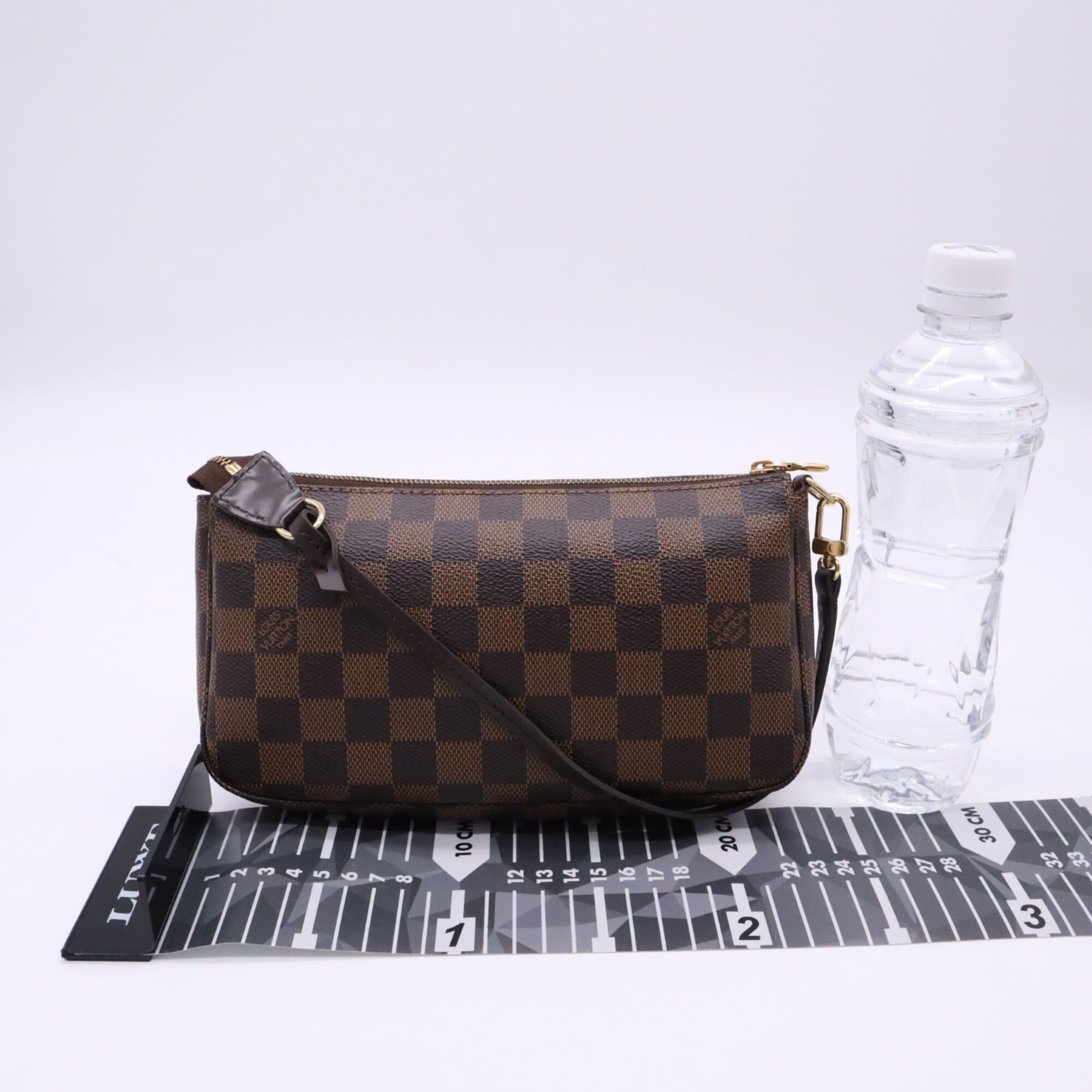 Louis Vuitton Beige Brown Red Color Coated Canvas Leather Handbag Pochette (Pre-Owned)