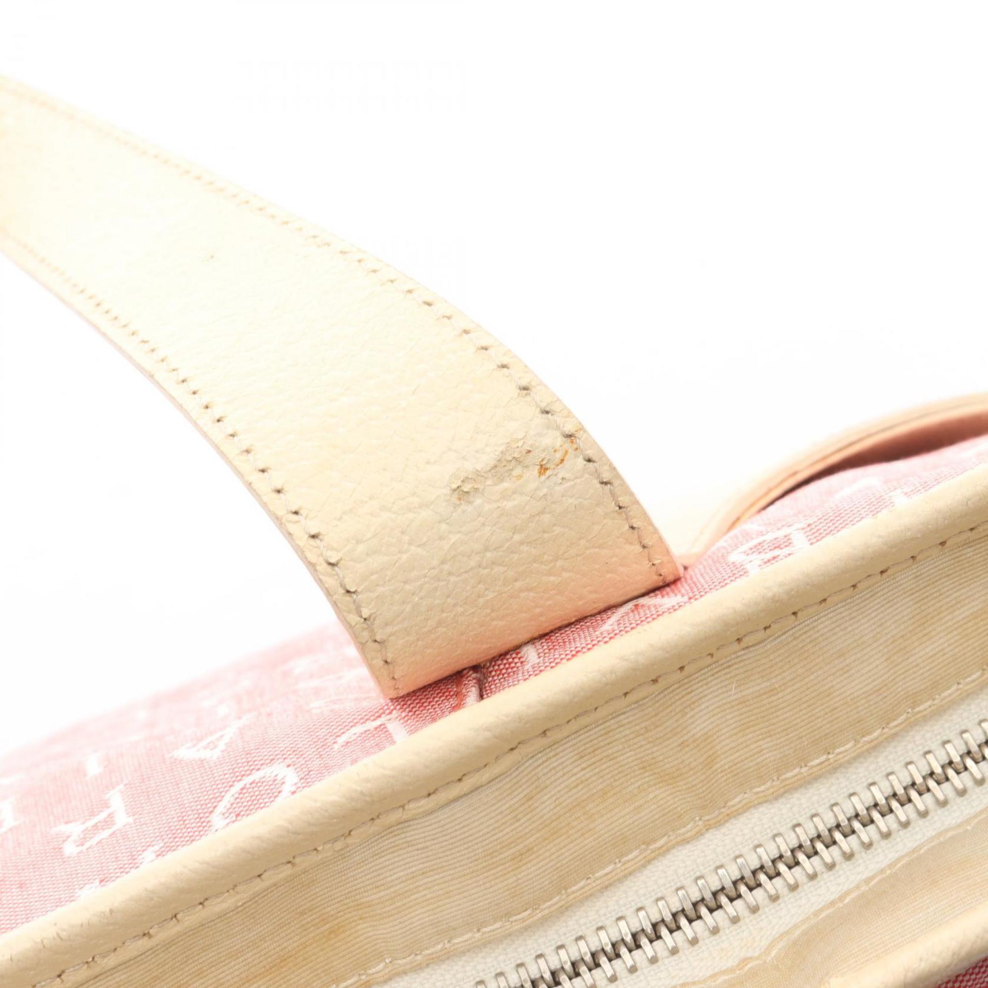 Bvlgari Ivory Pink Canvas Leather Handbag Tote Bag (Pre-Owned)