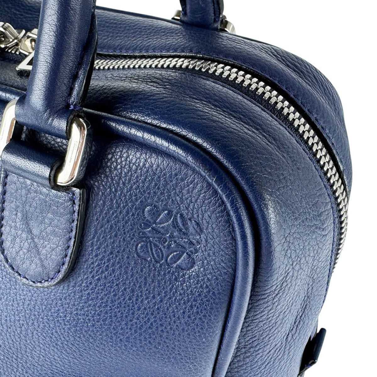 Loewe Navy Leather Handbag Shoulder Bag (Pre-Owned)