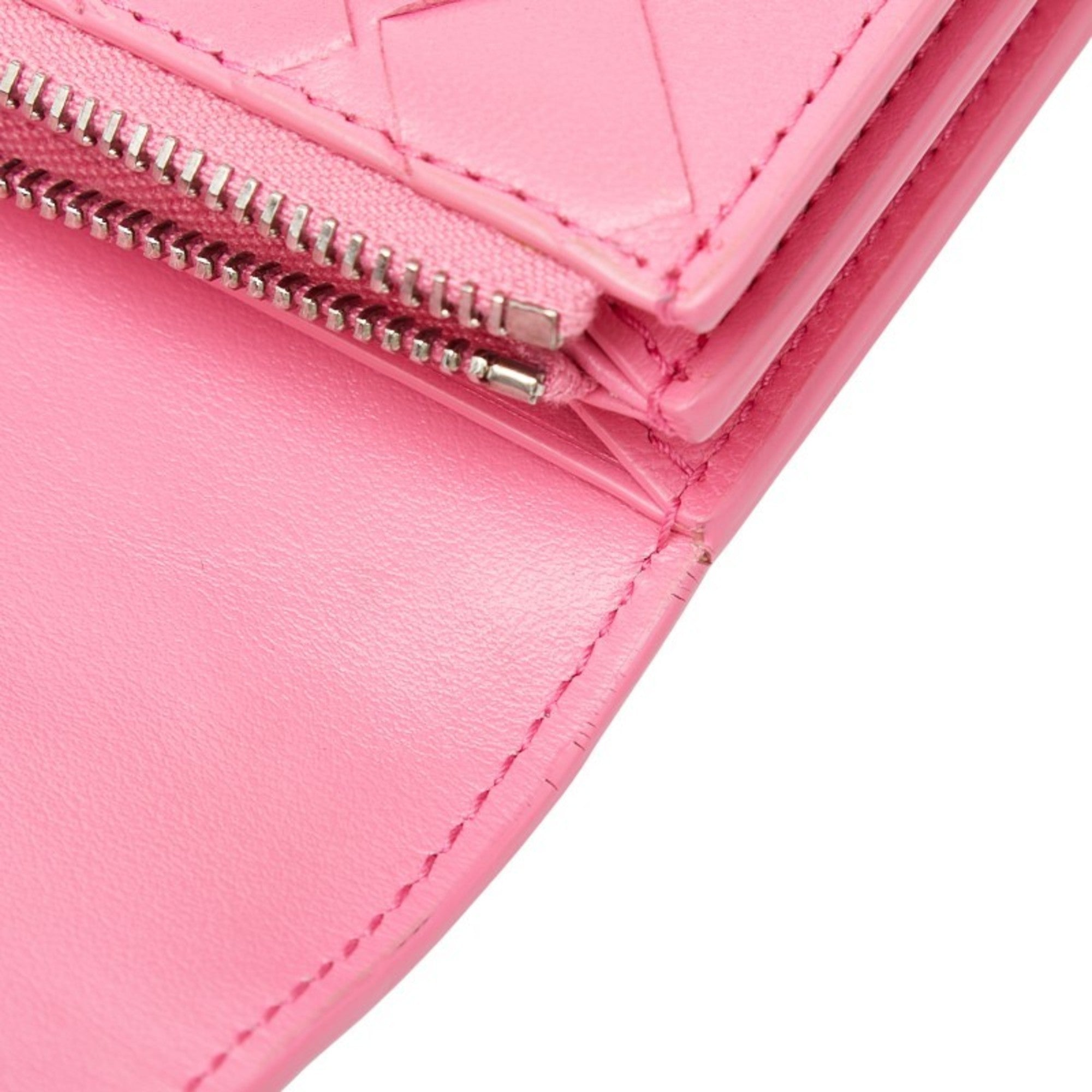 Bottega Veneta Pink Leather Long Wallet (Bi-Fold) (Pre-Owned)