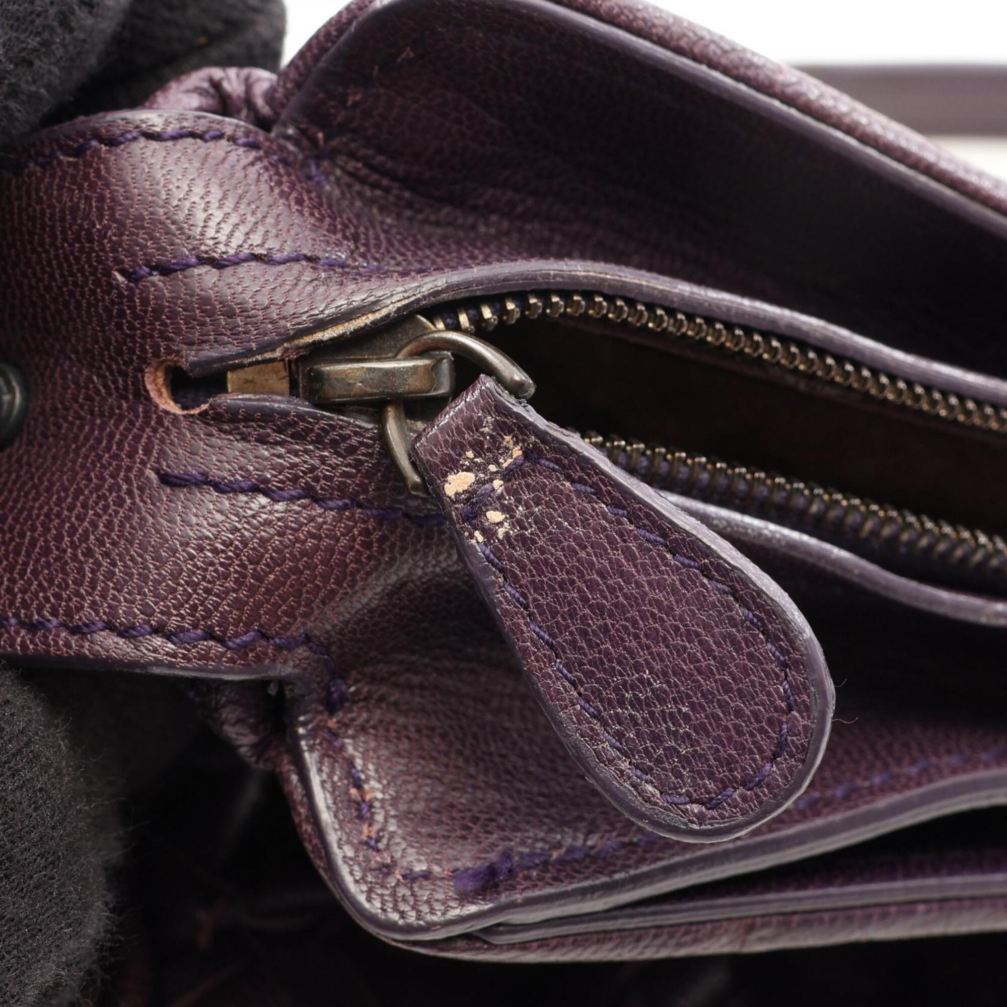Bottega Veneta Intrecciato Purple Leather Handbag Shoulder Bag (Pre-Owned)