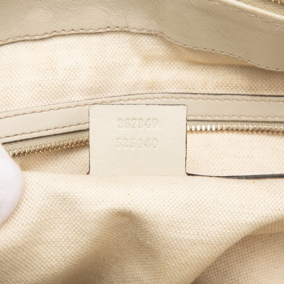 Gucci Beige Leather Shoulder Bag Tote Bag (Pre-Owned)
