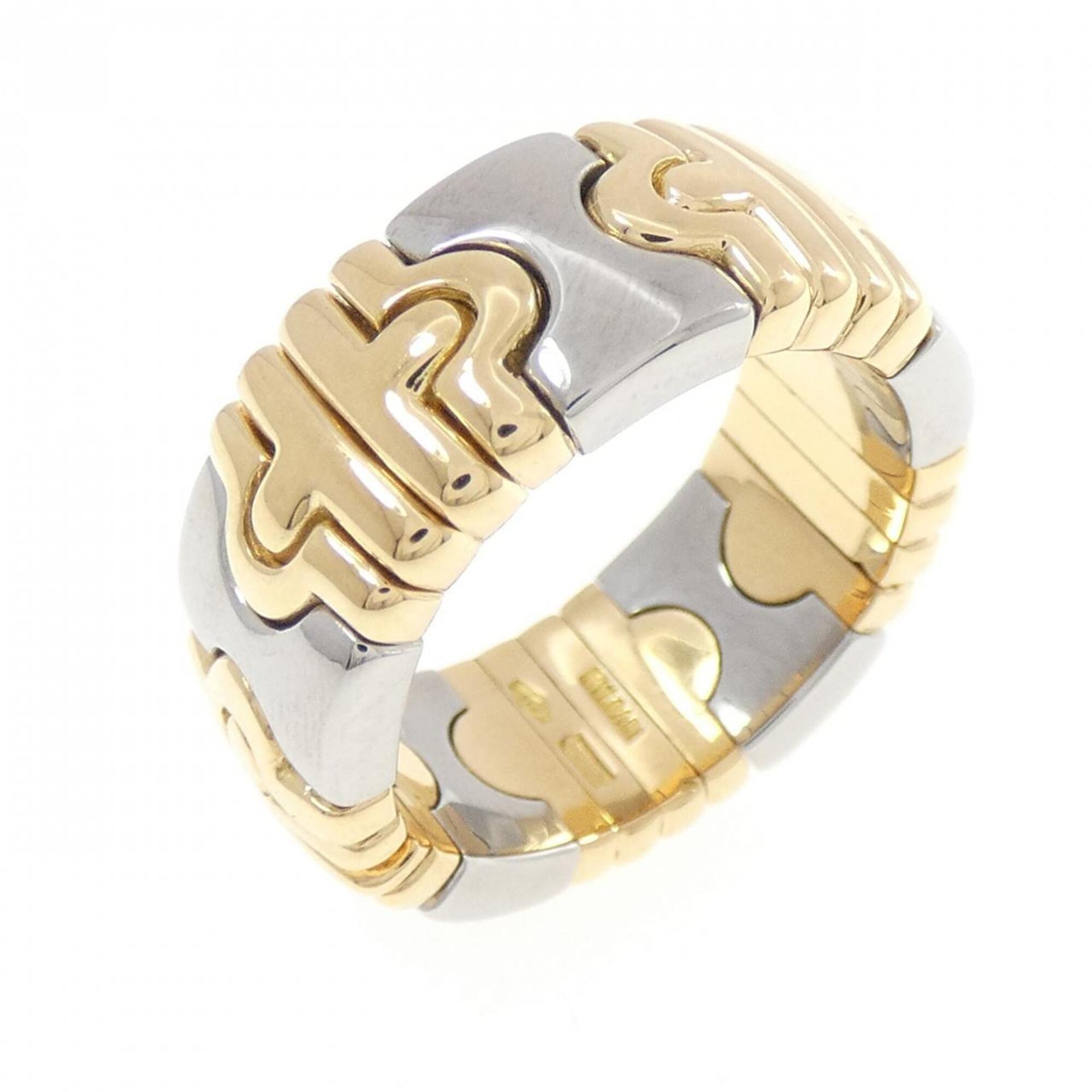 Bvlgari Silver Yellow Gold Yellow Gold (18K) Stainless Steel Band Ring (Pre-Owned)