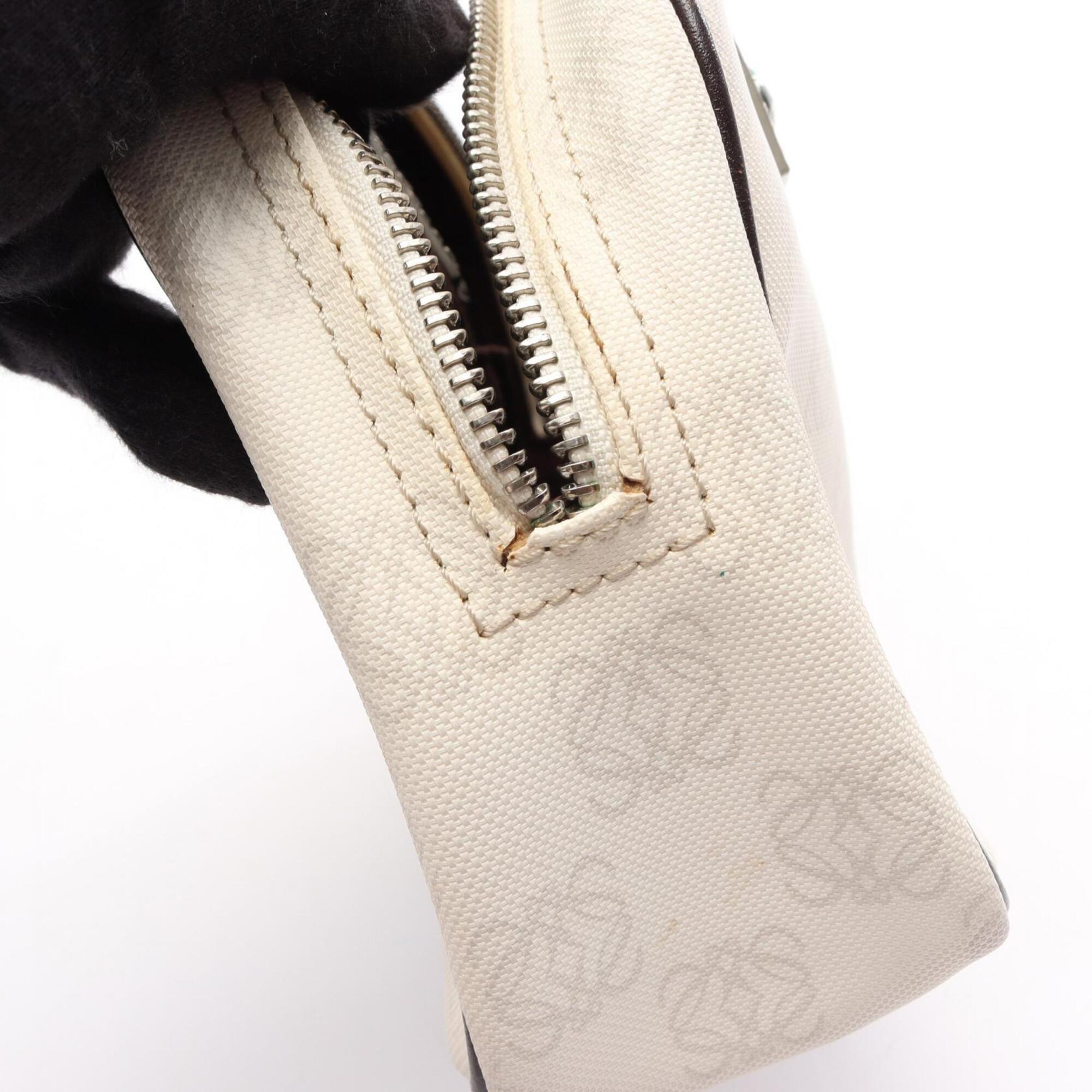 Loewe Brown White Coated Canvas Leather Handbag (Pre-Owned)