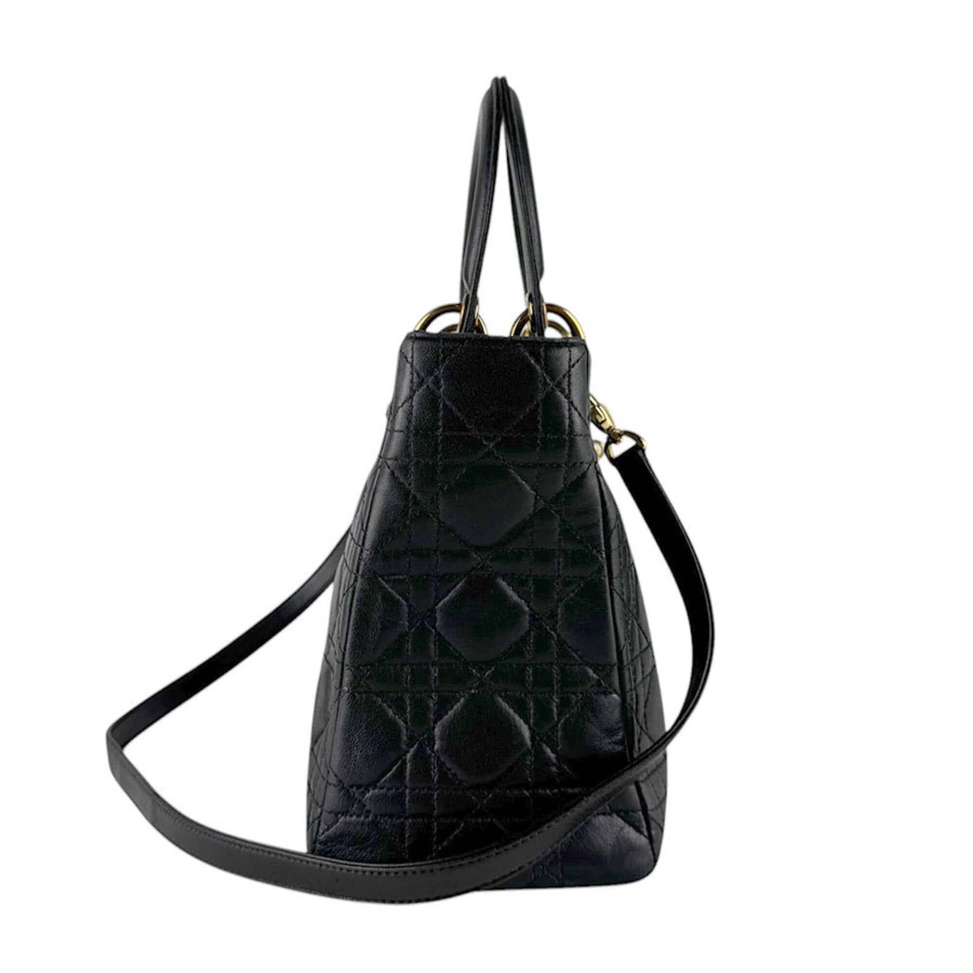 Christian Dior Black Leather Handbag Shoulder Bag (Pre-Owned)