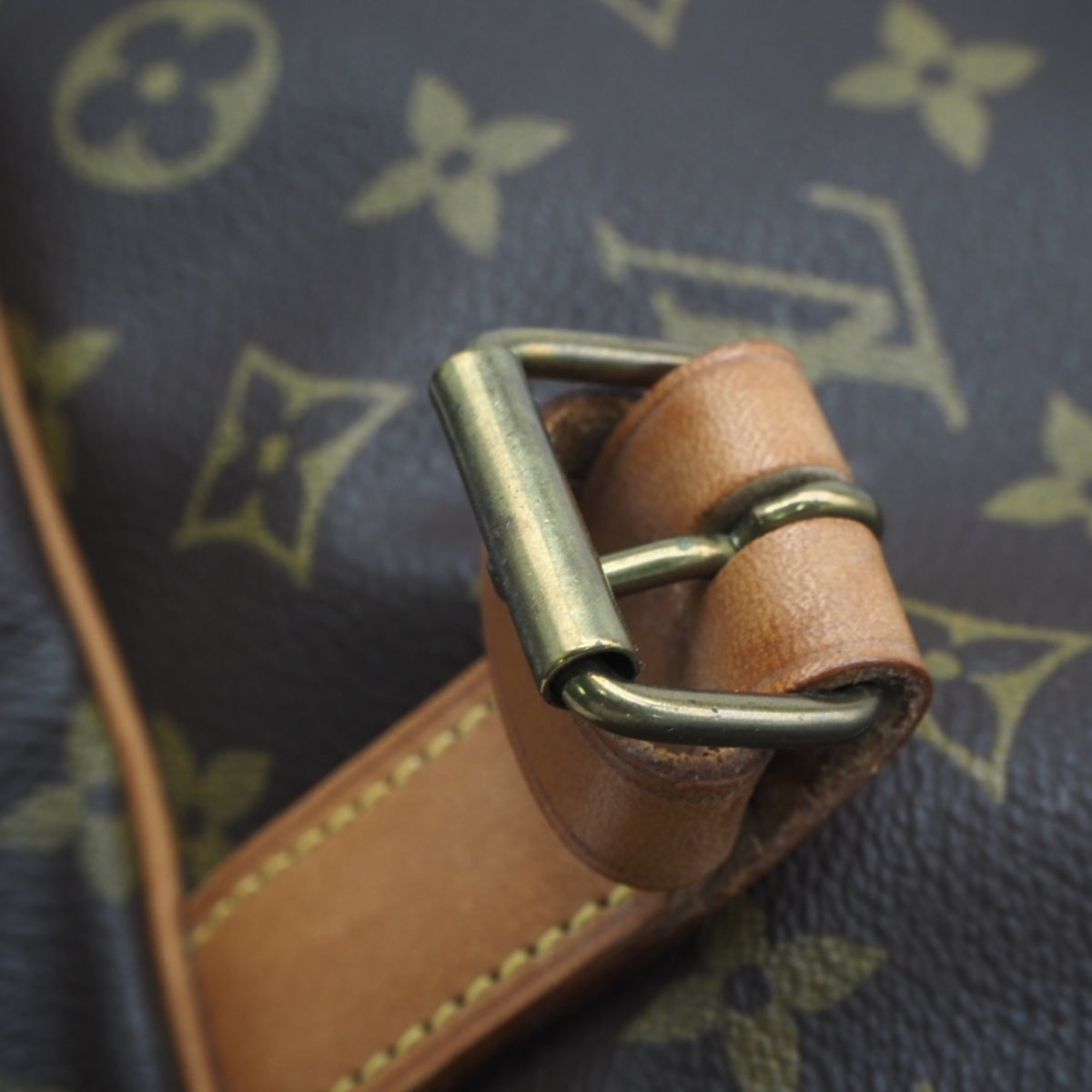 Louis Vuitton Monogram Beige Brown Coated Canvas Leather Shoulder Bag (Pre-Owned)