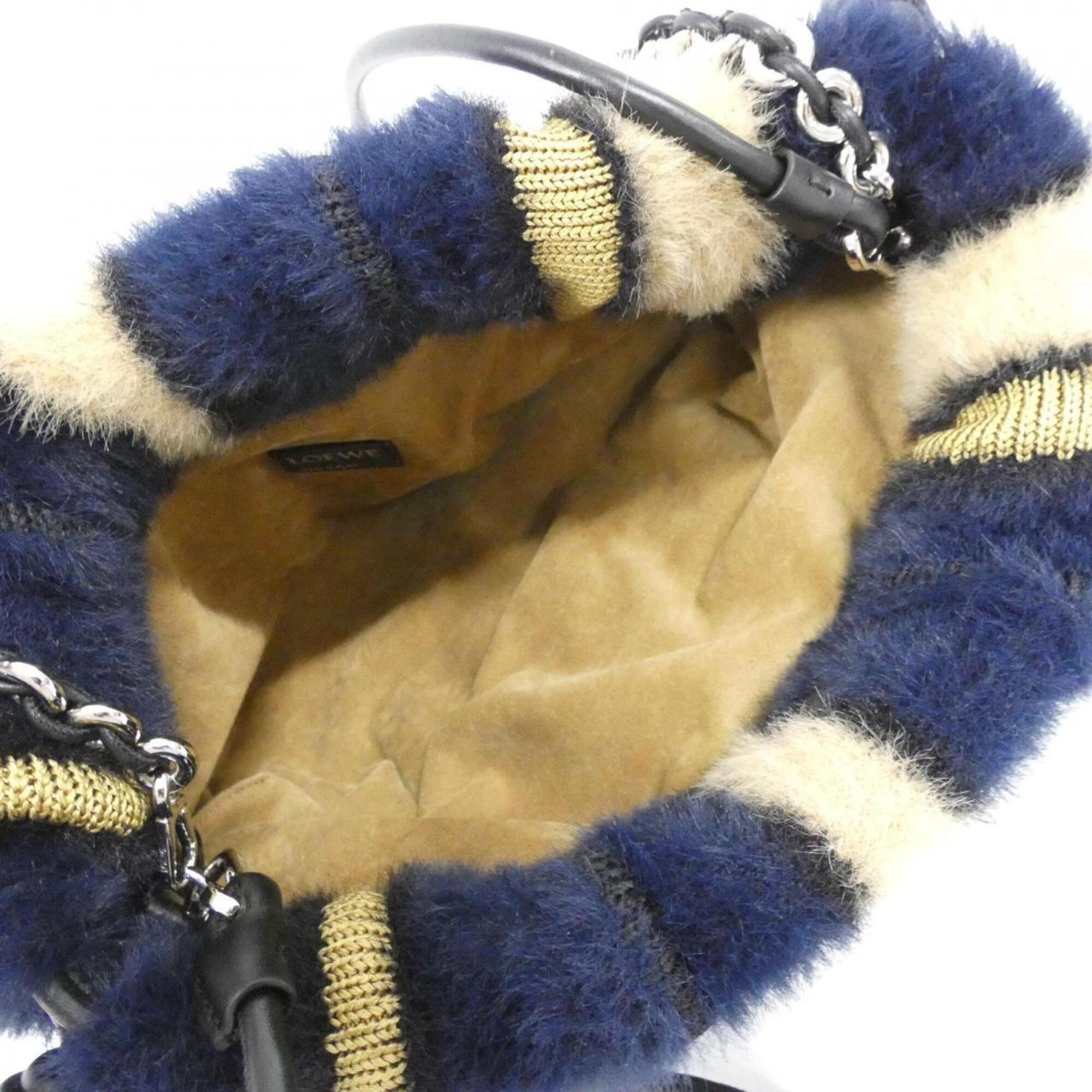 Loewe Navy Jacquard Knit Handbag (Pre-Owned)