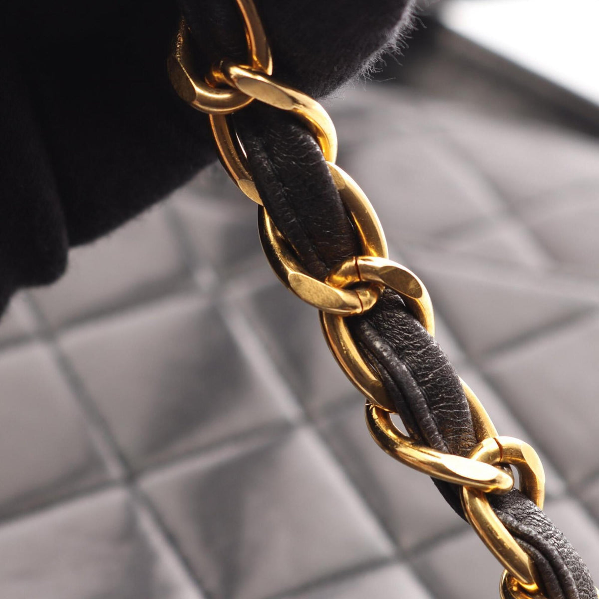 Chanel Matelasse Black Leather Backpack Handbag (Pre-Owned)
