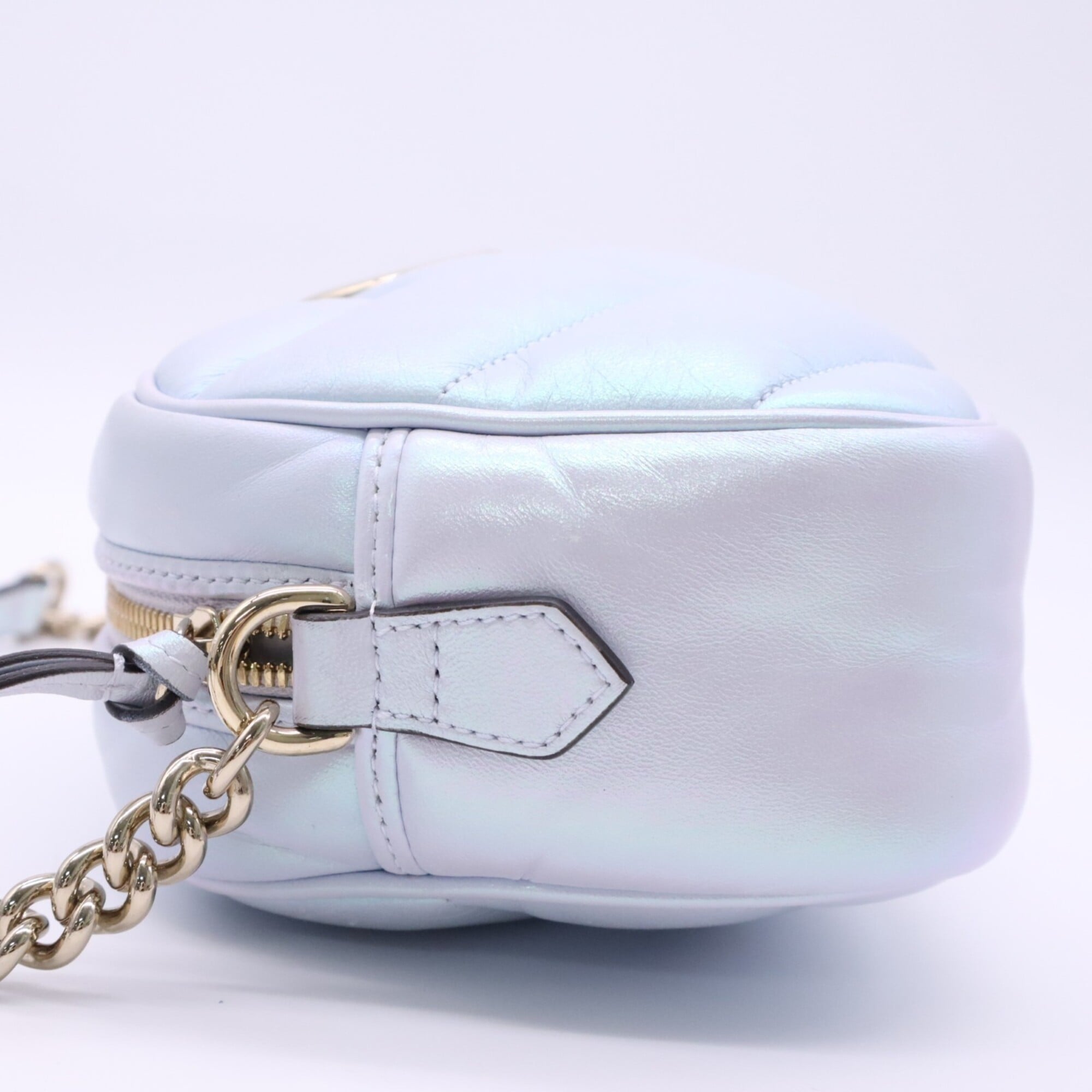 Gucci Gg Marmont Blue Leather Shoulder Bag (Pre-Owned)