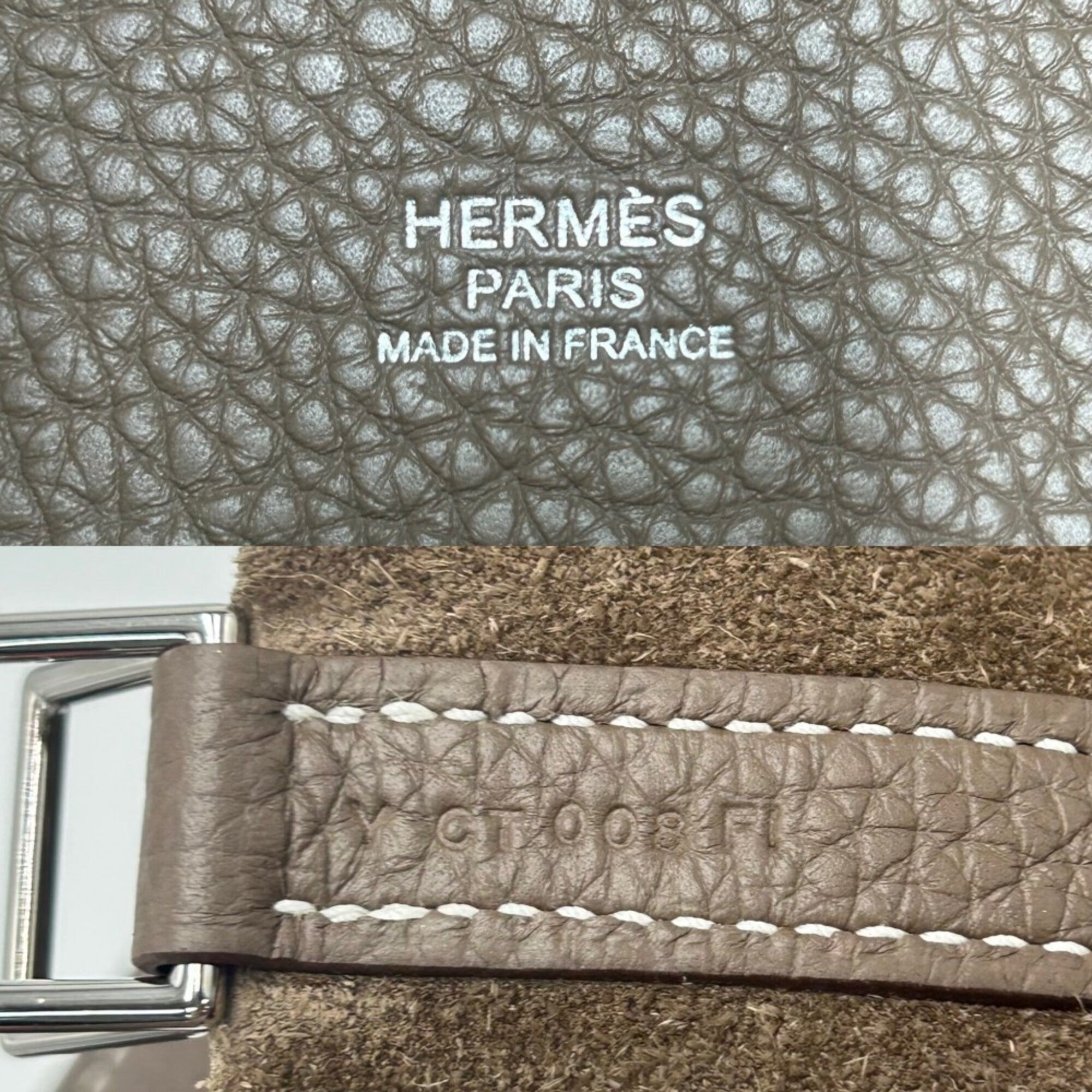 Hermes Etoupe Gray Taurillon Clemence Leather Handbag (Pre-Owned)