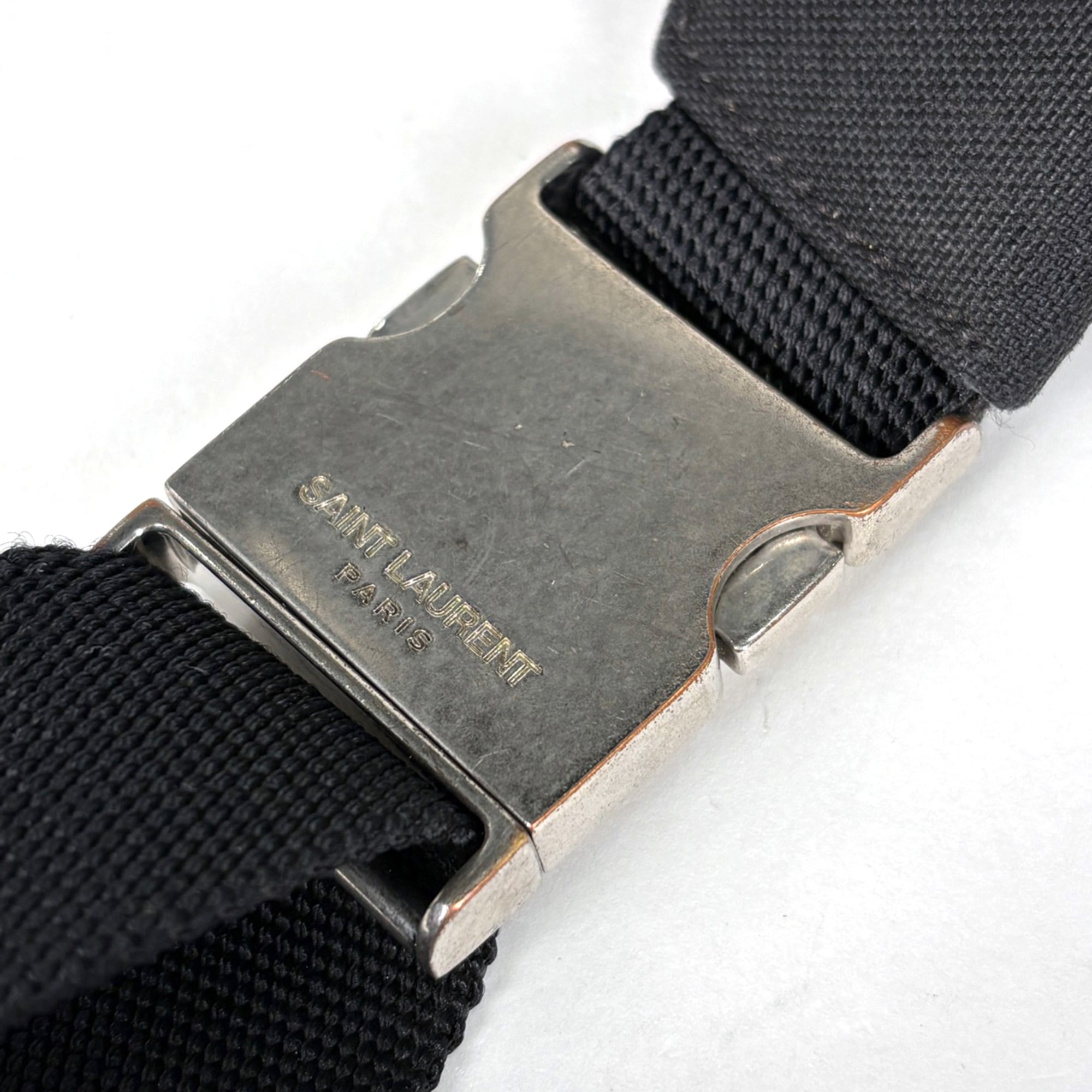 Yves Saint Laurent Black Canvas Leather Sling Bag (Pre-Owned)