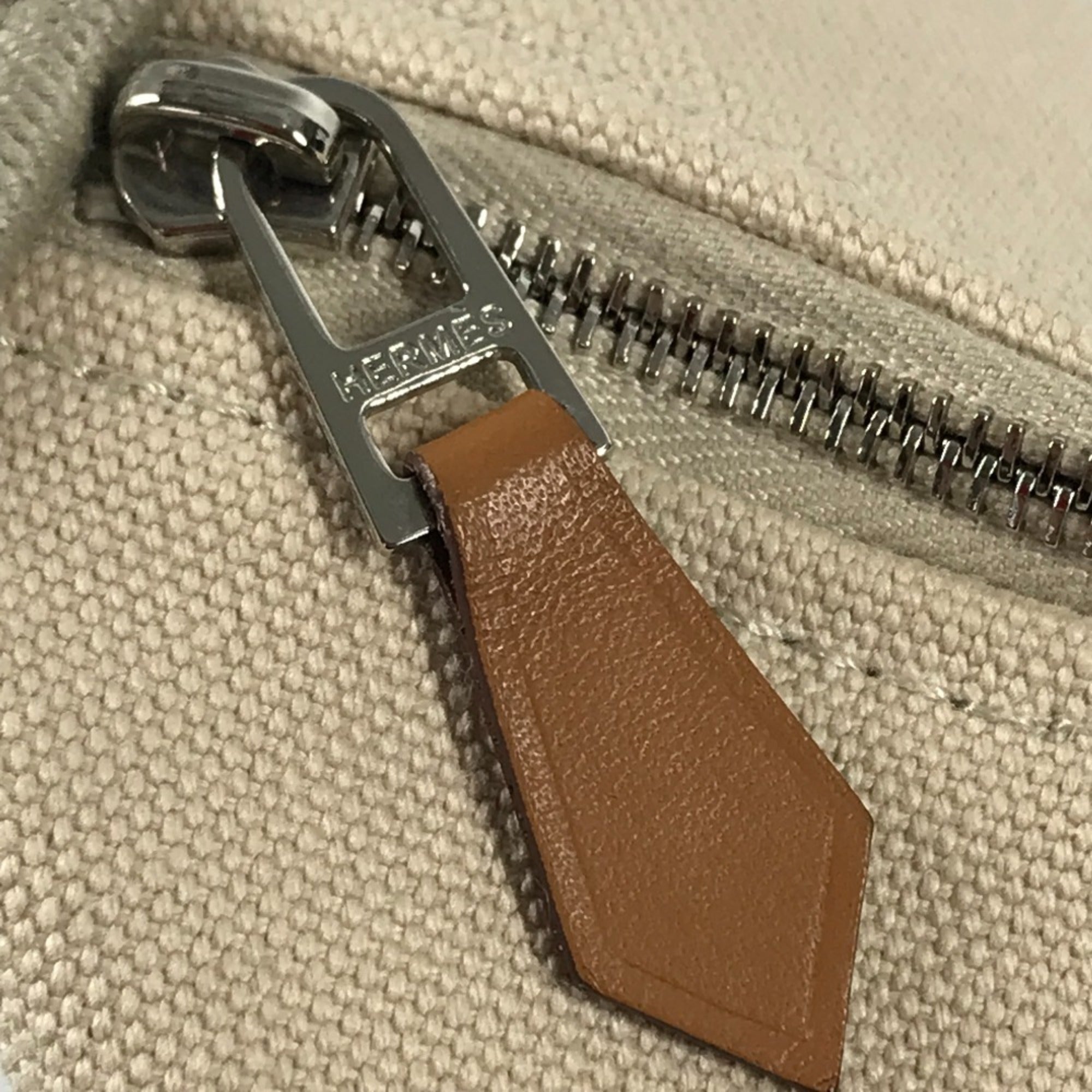 Hermes Beige Cotton Pouch Vanity Bag (Pre-Owned)