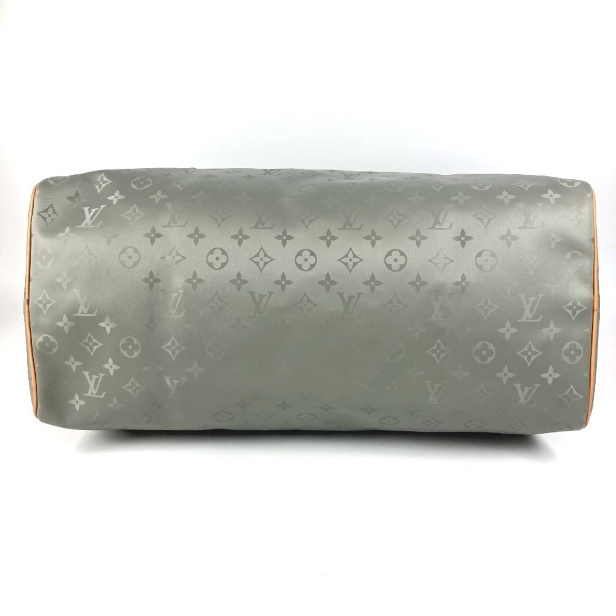 Louis Vuitton Gray Leather Canvas Boston Bag Handbag Shoulder Bag (Pre-Owned)