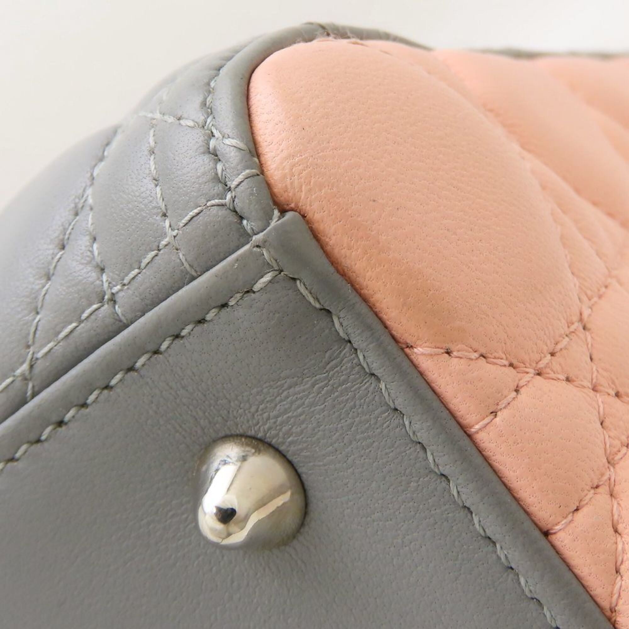 Christian Dior Bordeaux Gray Pink Leather Handbag (Pre-Owned)
