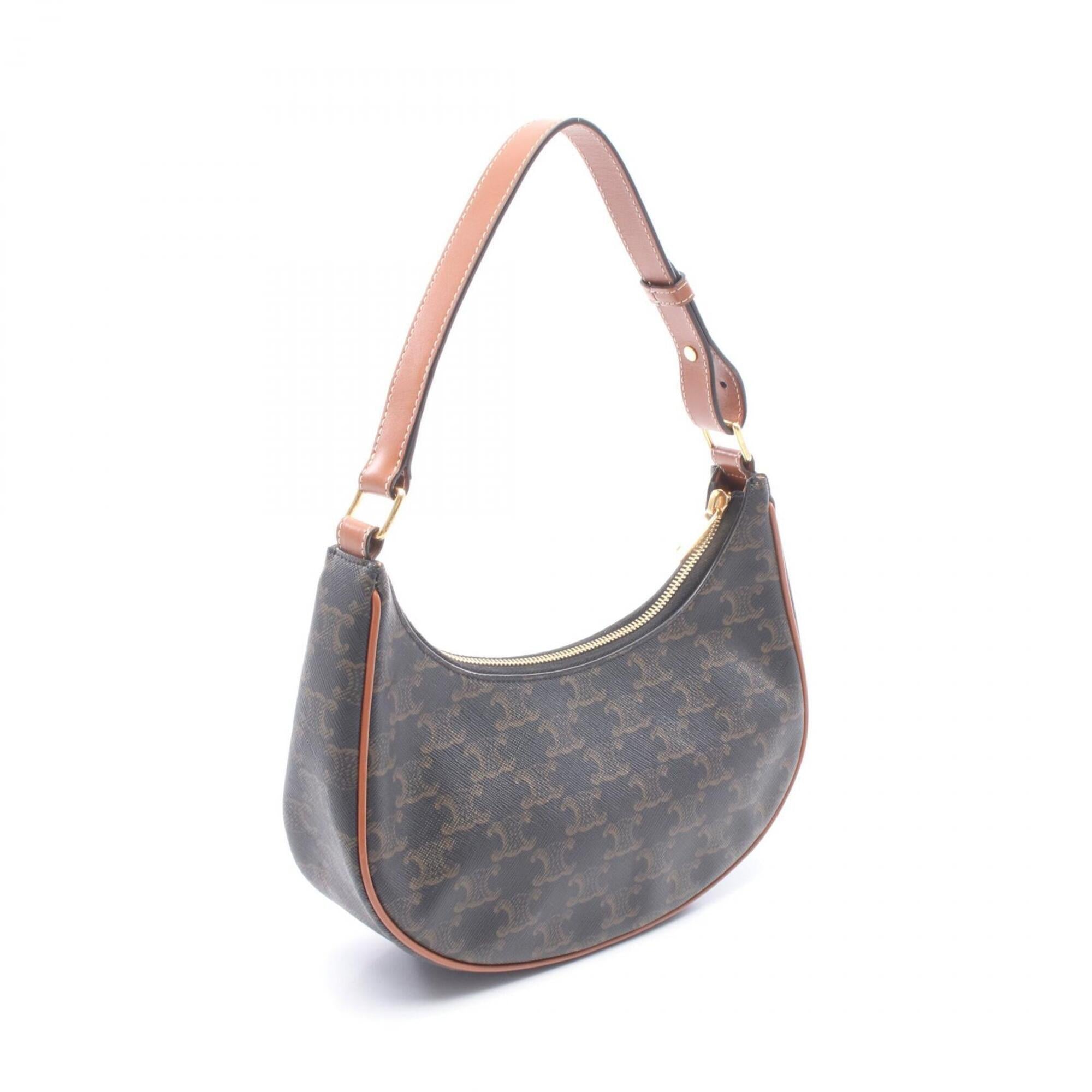 Celine Black Brown Coated Canvas Leather Handbag Shoulder Bag (Pre-Owned)
