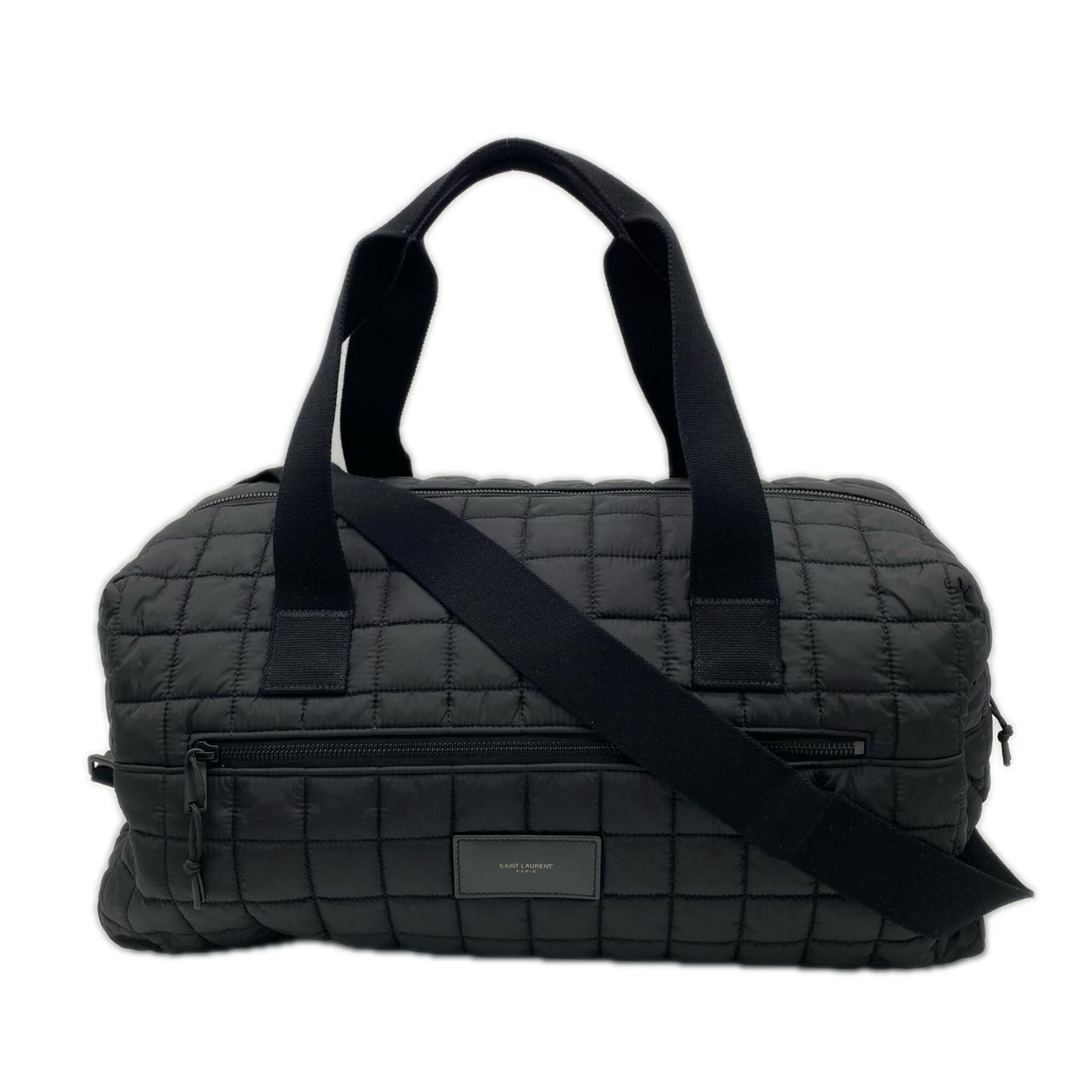 Yves Saint Laurent Black Nylon Boston Bag Handbag (Pre-Owned)
