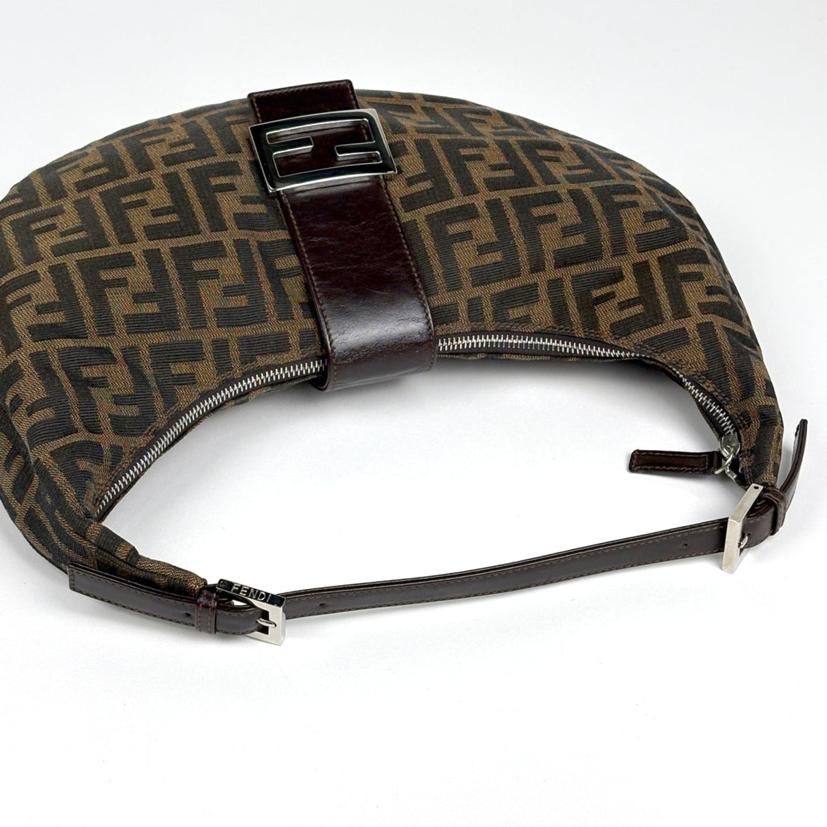 Fendi Brown Canvas Leather Shoulder Bag (Pre-Owned)