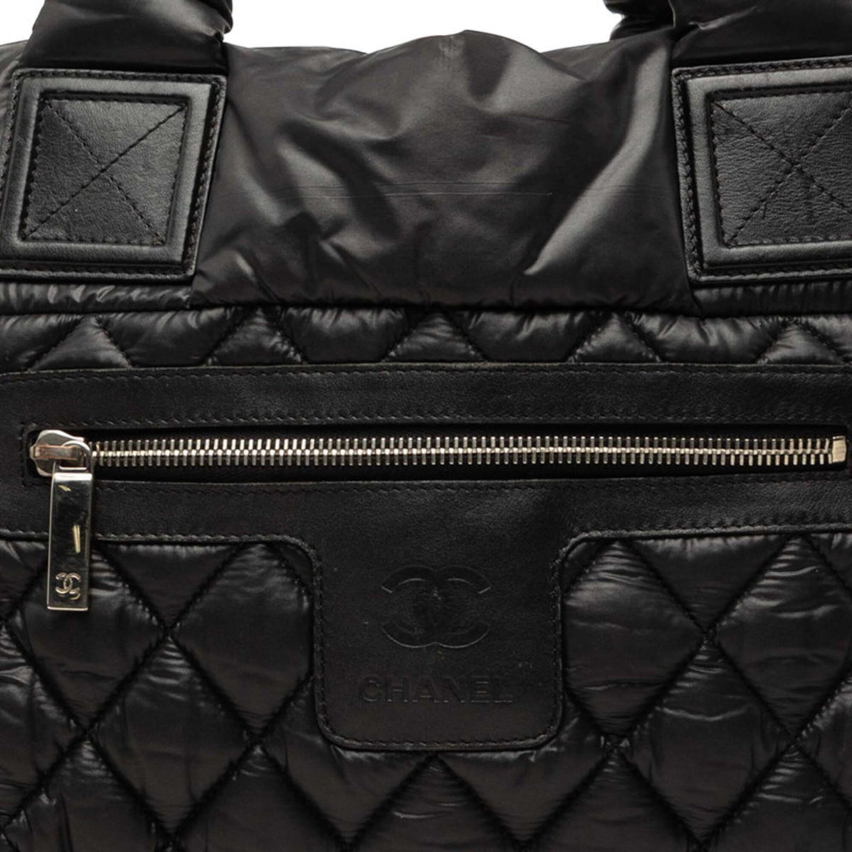 Chanel Black Nylon Leather Handbag (Pre-Owned)