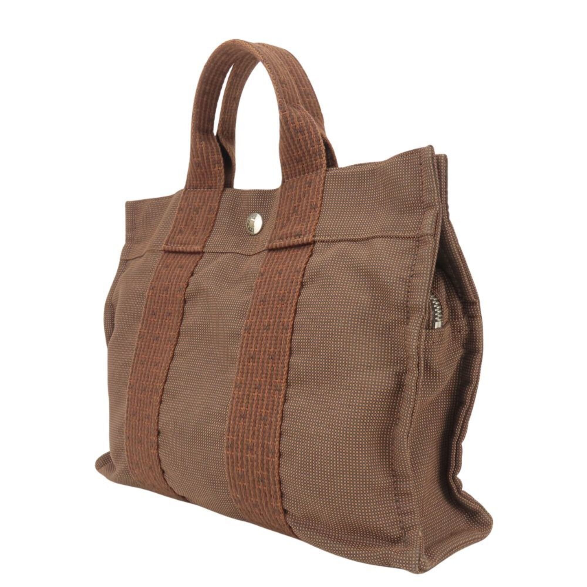 Hermes Brown Canvas Tote Bag (Pre-Owned)