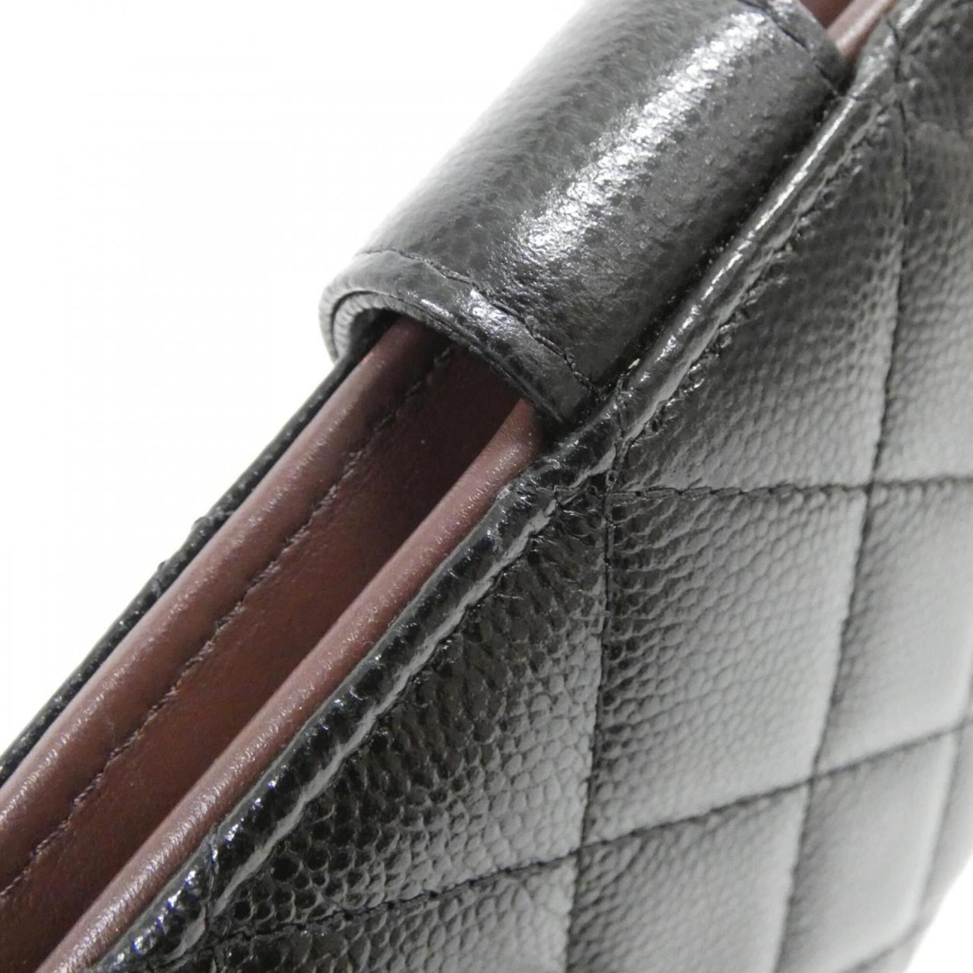 Chanel Black Grained Calfskin Long Wallet (Bi-Fold) (Pre-Owned)