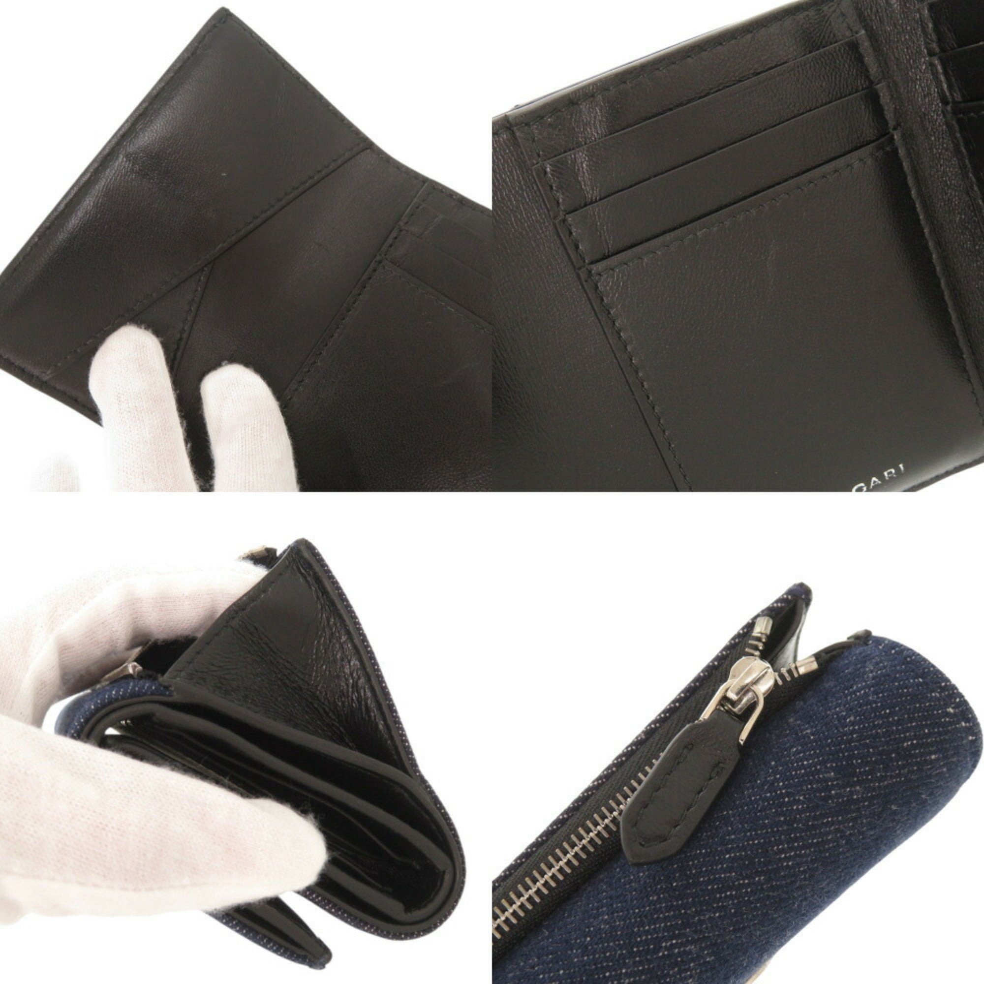 Bvlgari Blue Denim Wallet (Tri-Fold) (Pre-Owned)