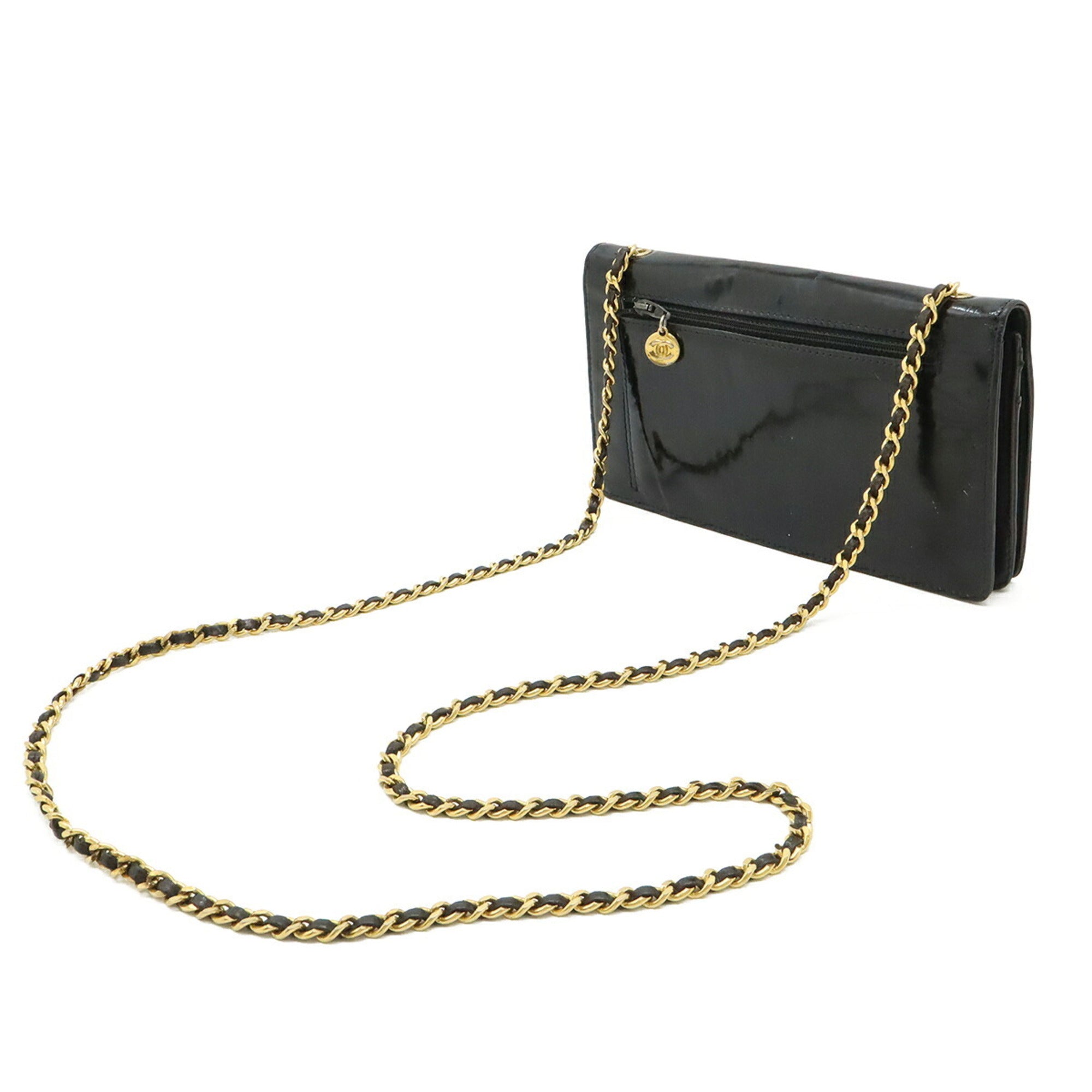 Chanel Black Leather Pochette Shoulder Bag (Pre-Owned)