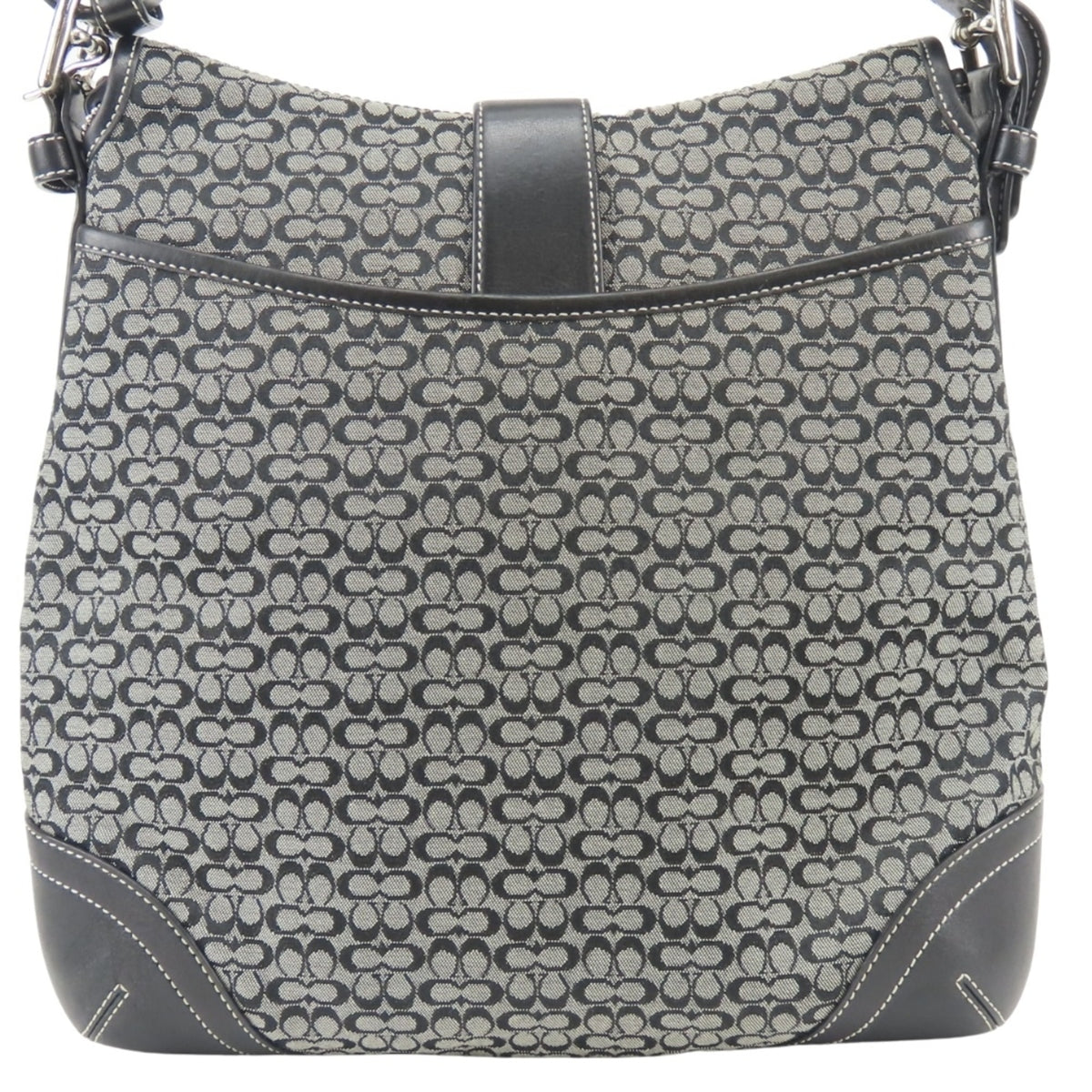 Coach Black Gray Signature Line Shoulder Bag (Pre-Owned)