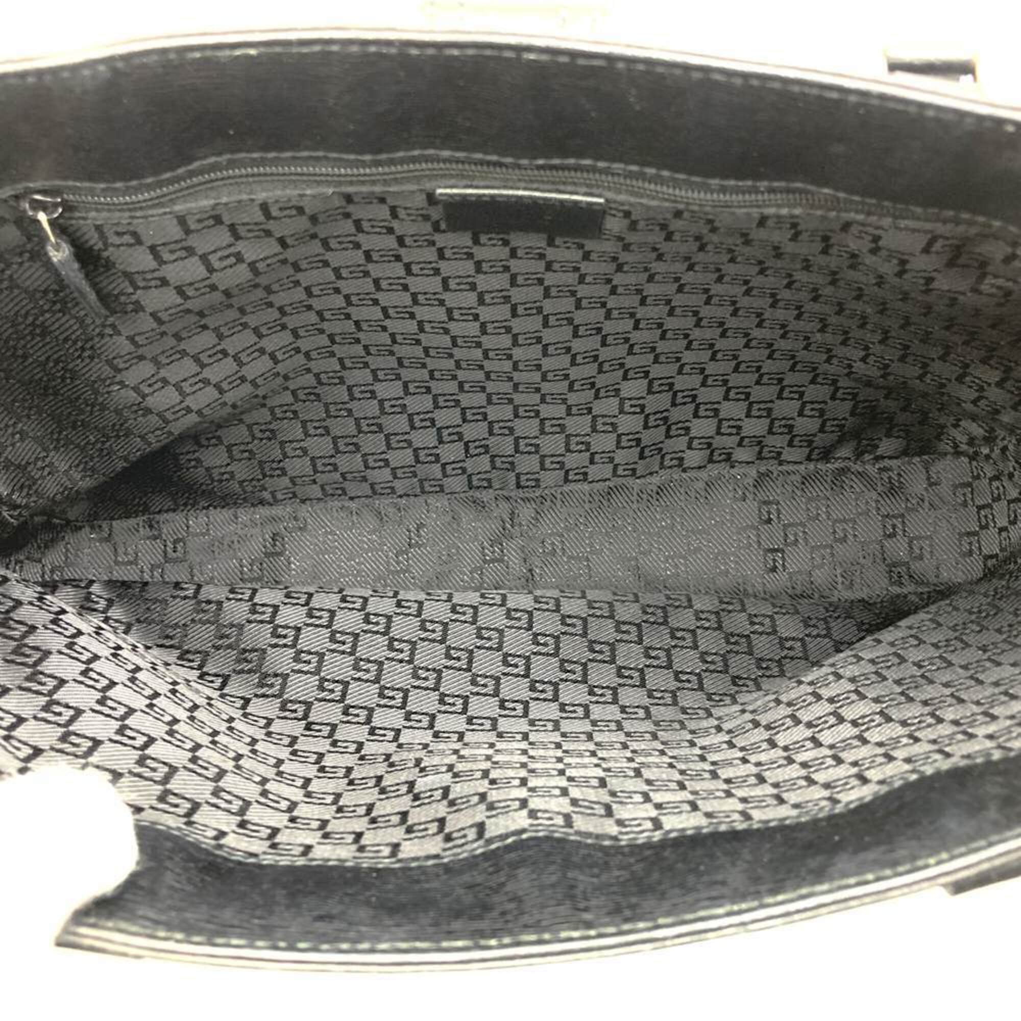 Gucci Black Canvas Leather Tote Bag (Pre-Owned)