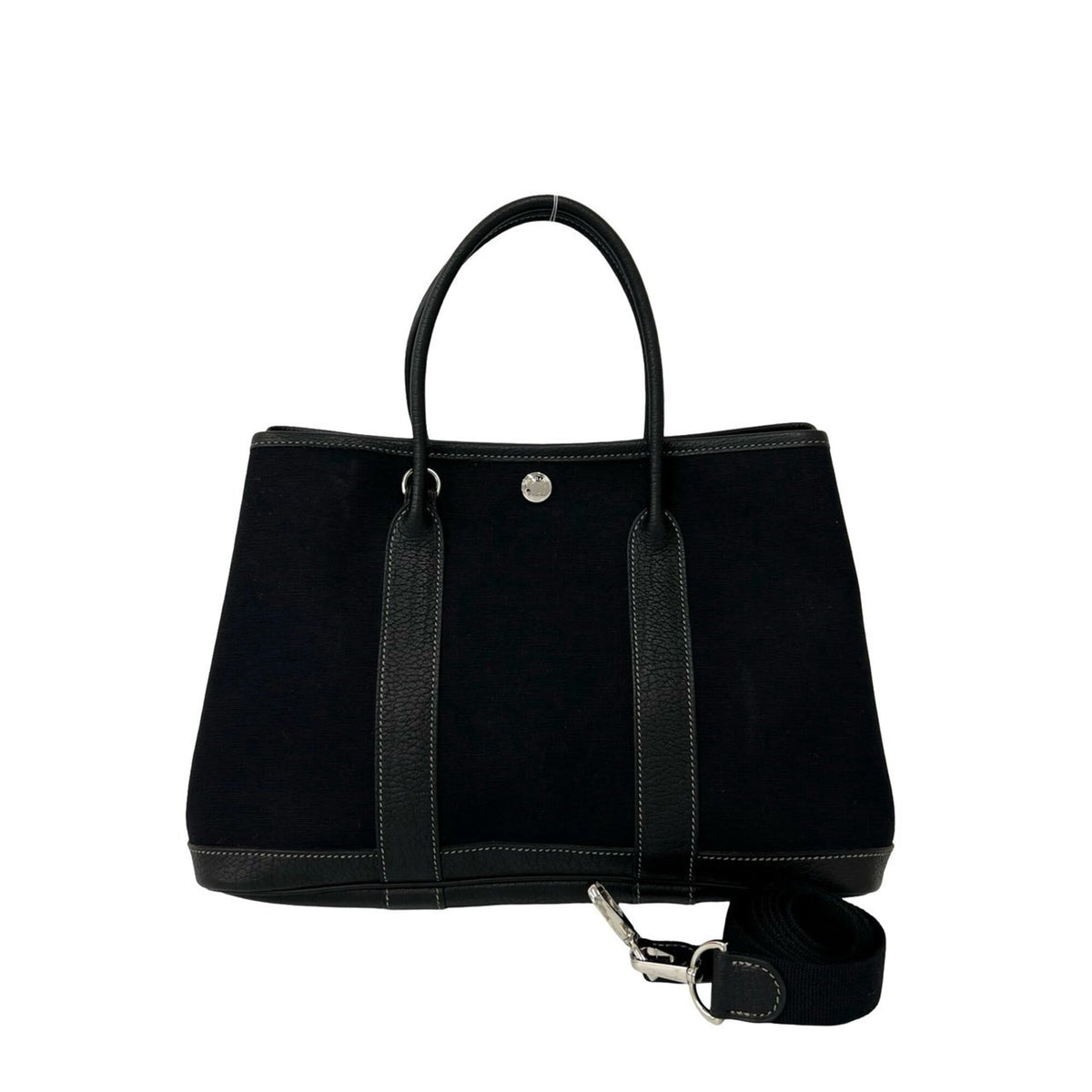 Hermes Black Toile Officier Buffalo Leather Shoulder Bag (Pre-Owned)
