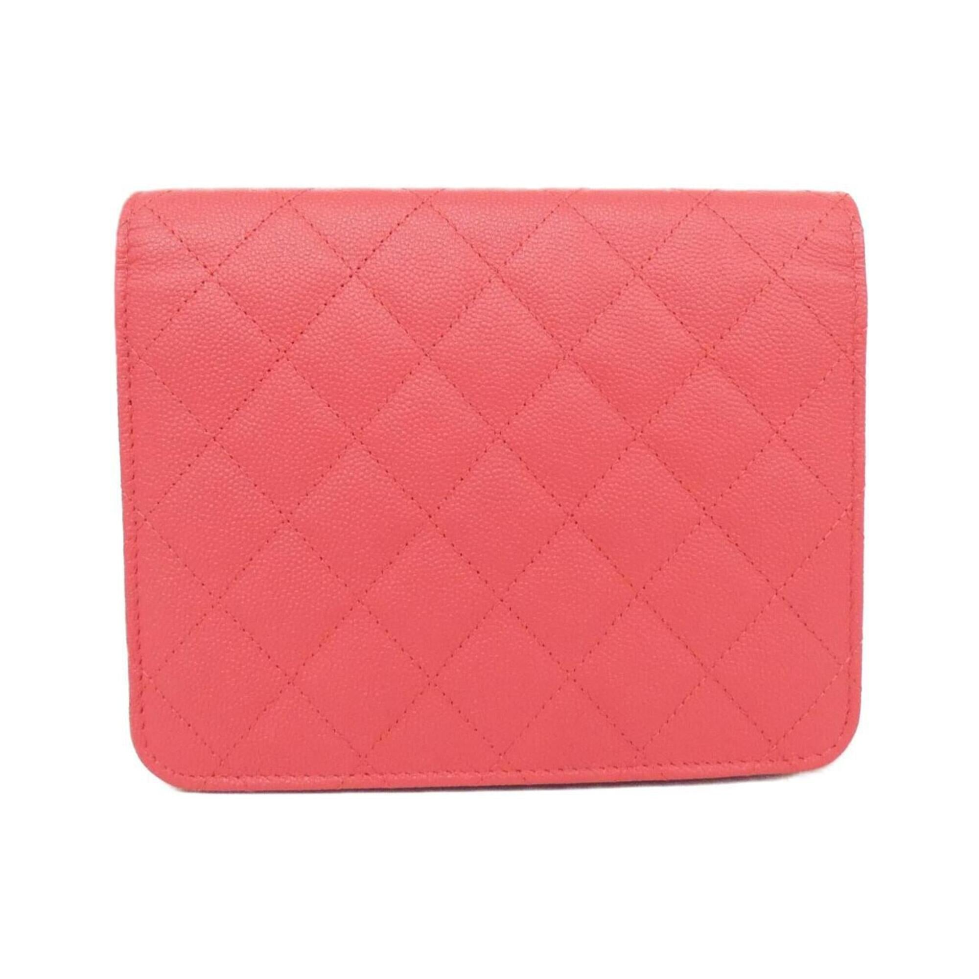 Chanel Pink Grained Calfskin Chain/Shoulder Wallet (Pre-Owned)