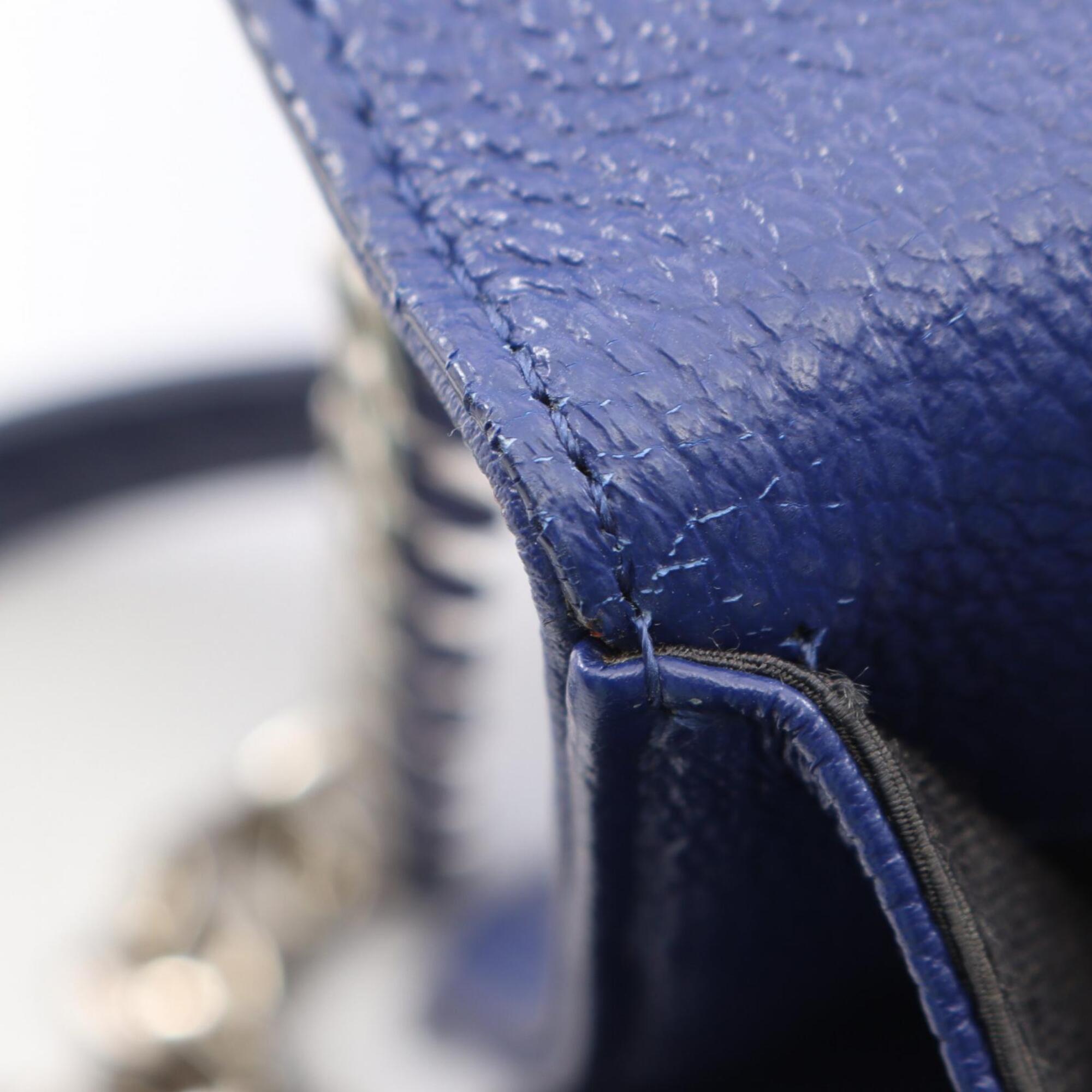 Christian Dior Blue Leather Handbag Shoulder Bag (Pre-Owned)