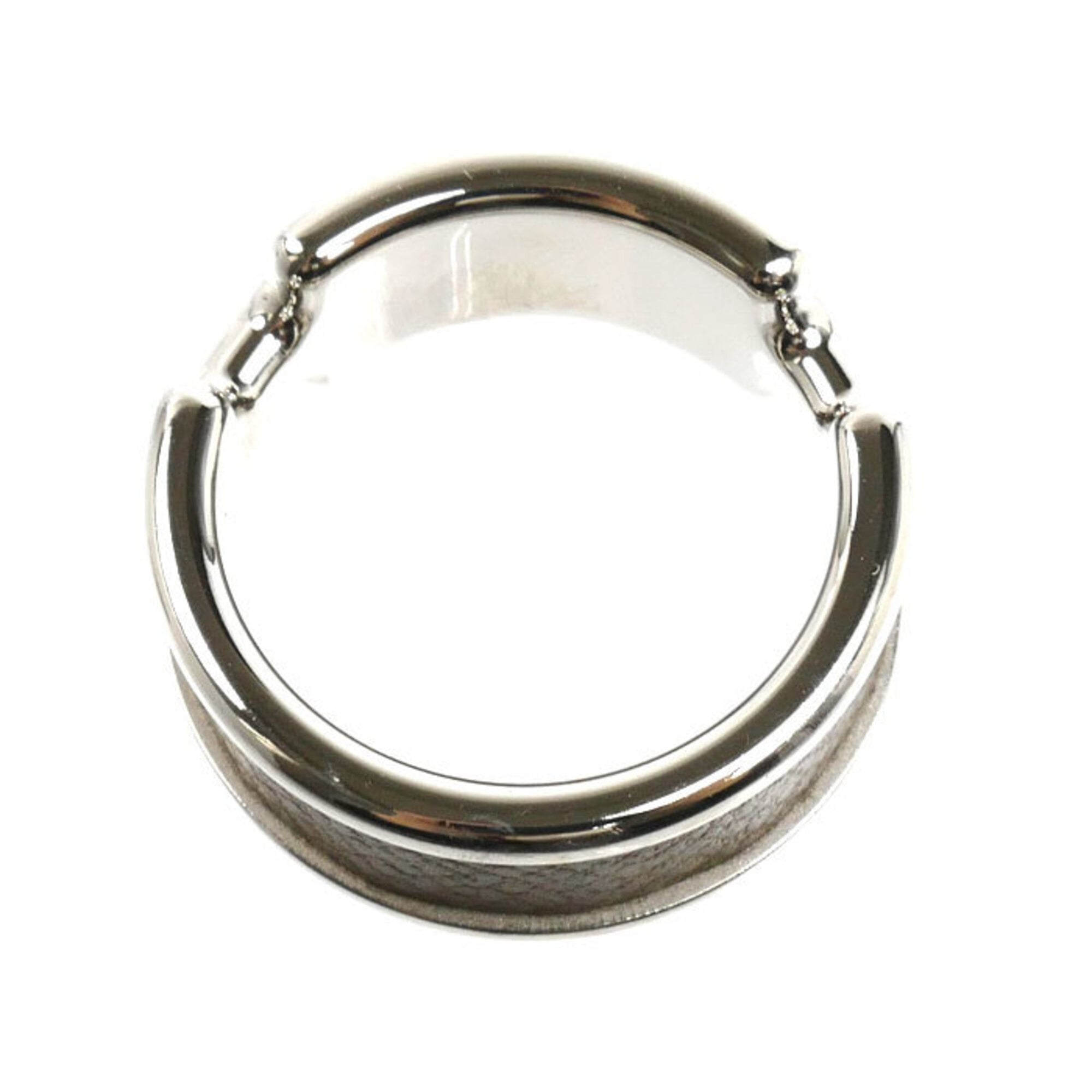 Hermes Silver Etoupe Gray Gold Plating Leather Band Ring (Pre-Owned)