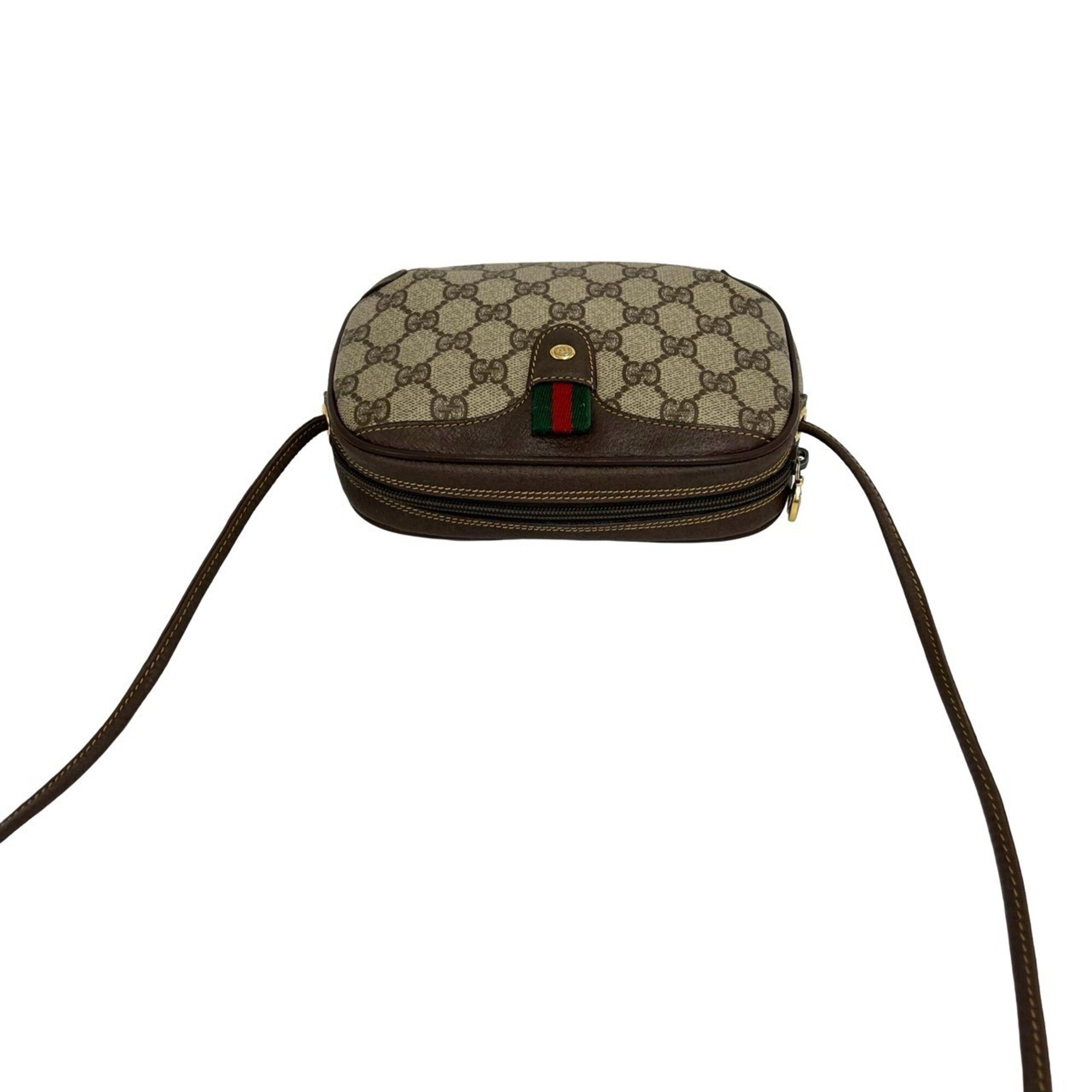 Gucci Brown Green Red Color Pvc Leather Shoulder Bag (Pre-Owned)