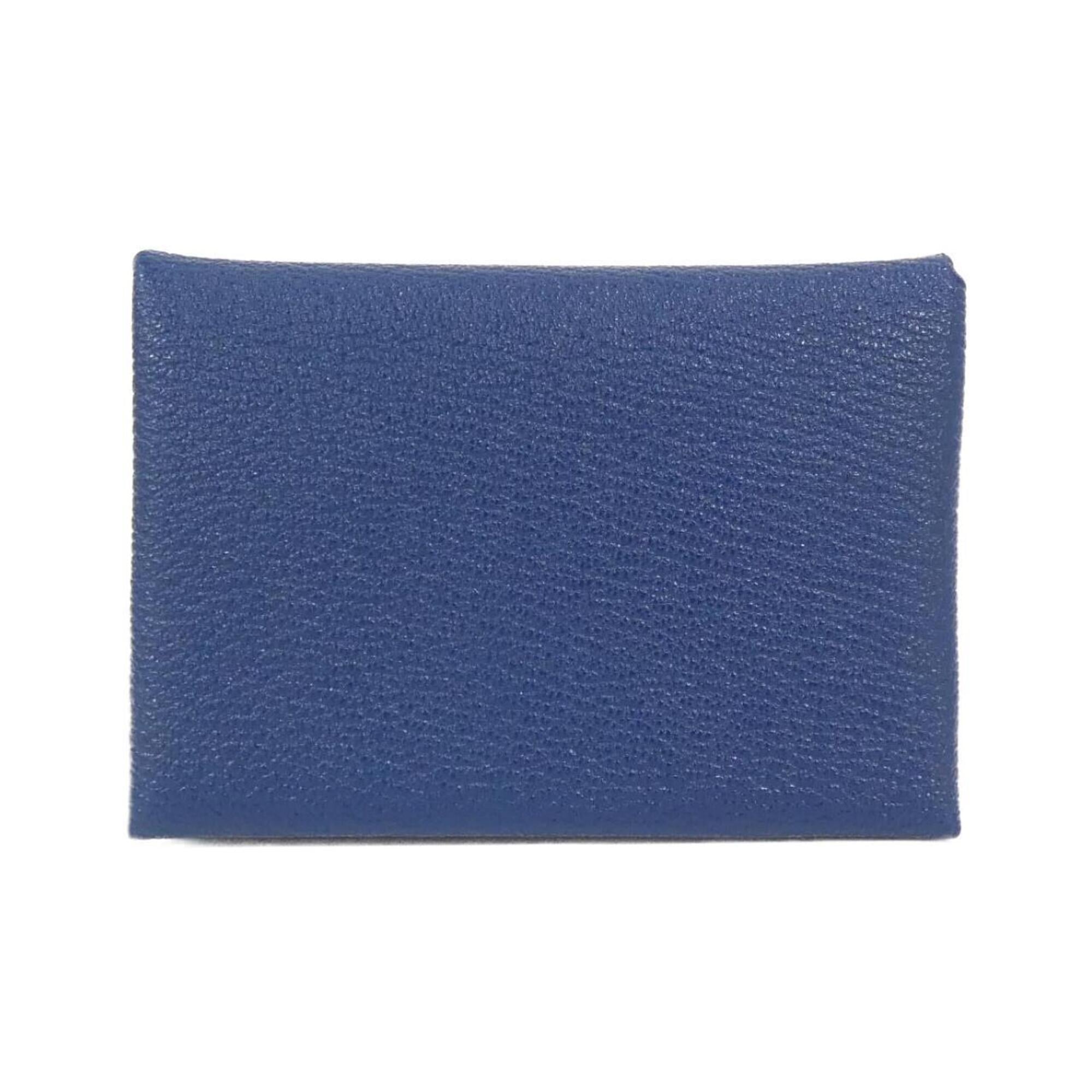 Hermes Blue Navy Chevre Leather Coin Purse/Coin Case (Pre-Owned)