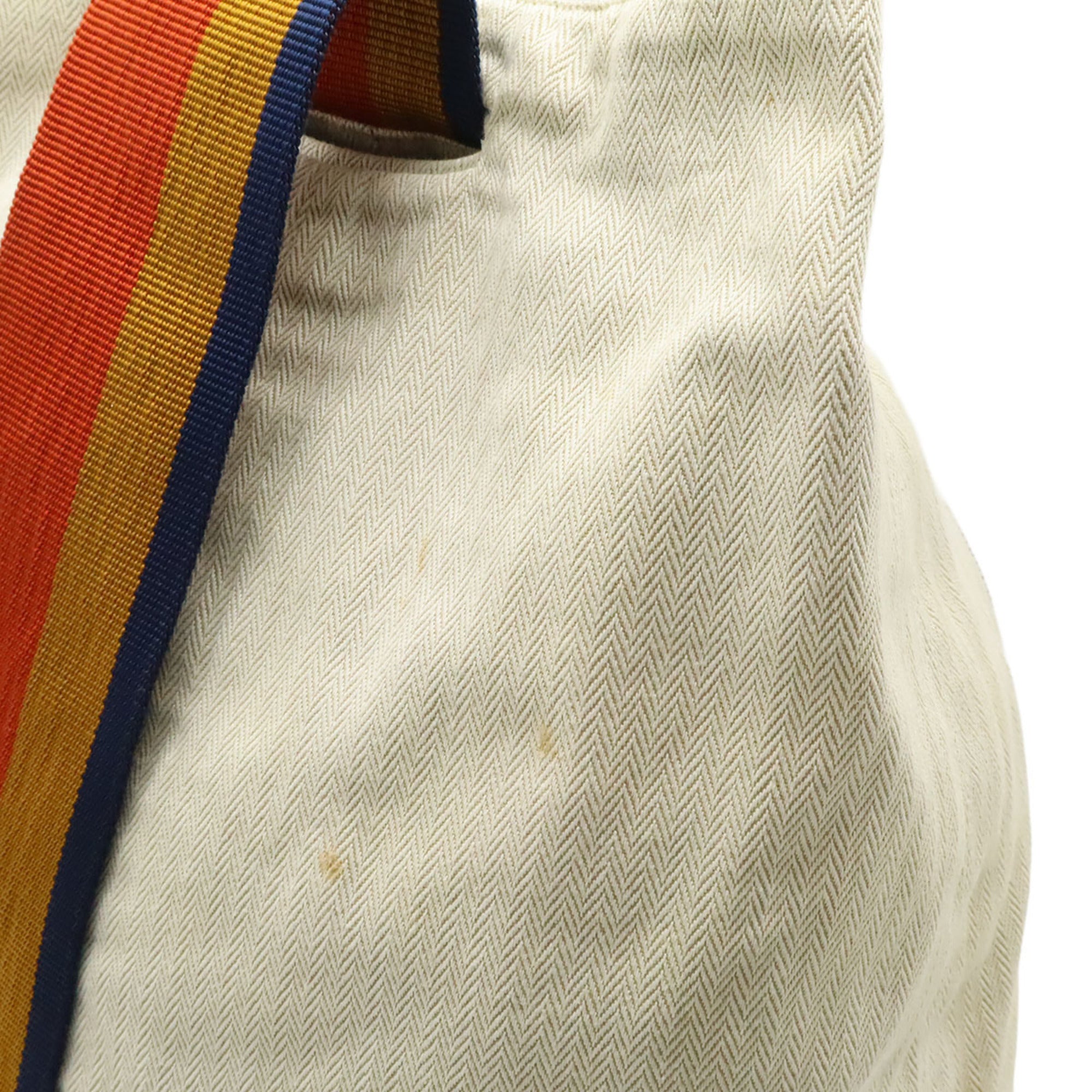Hermes Natural Navy Orange Yellow Canvas Shoulder Bag Sling Bag (Pre-Owned)