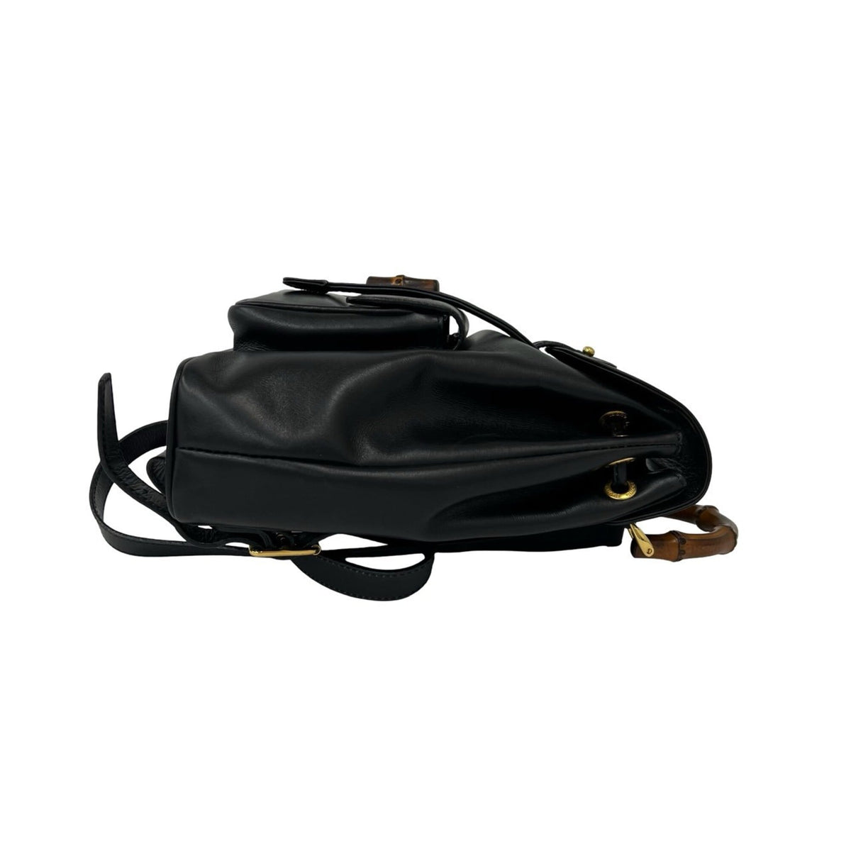 Gucci Black Leather Bamboo Backpack (Pre-Owned)