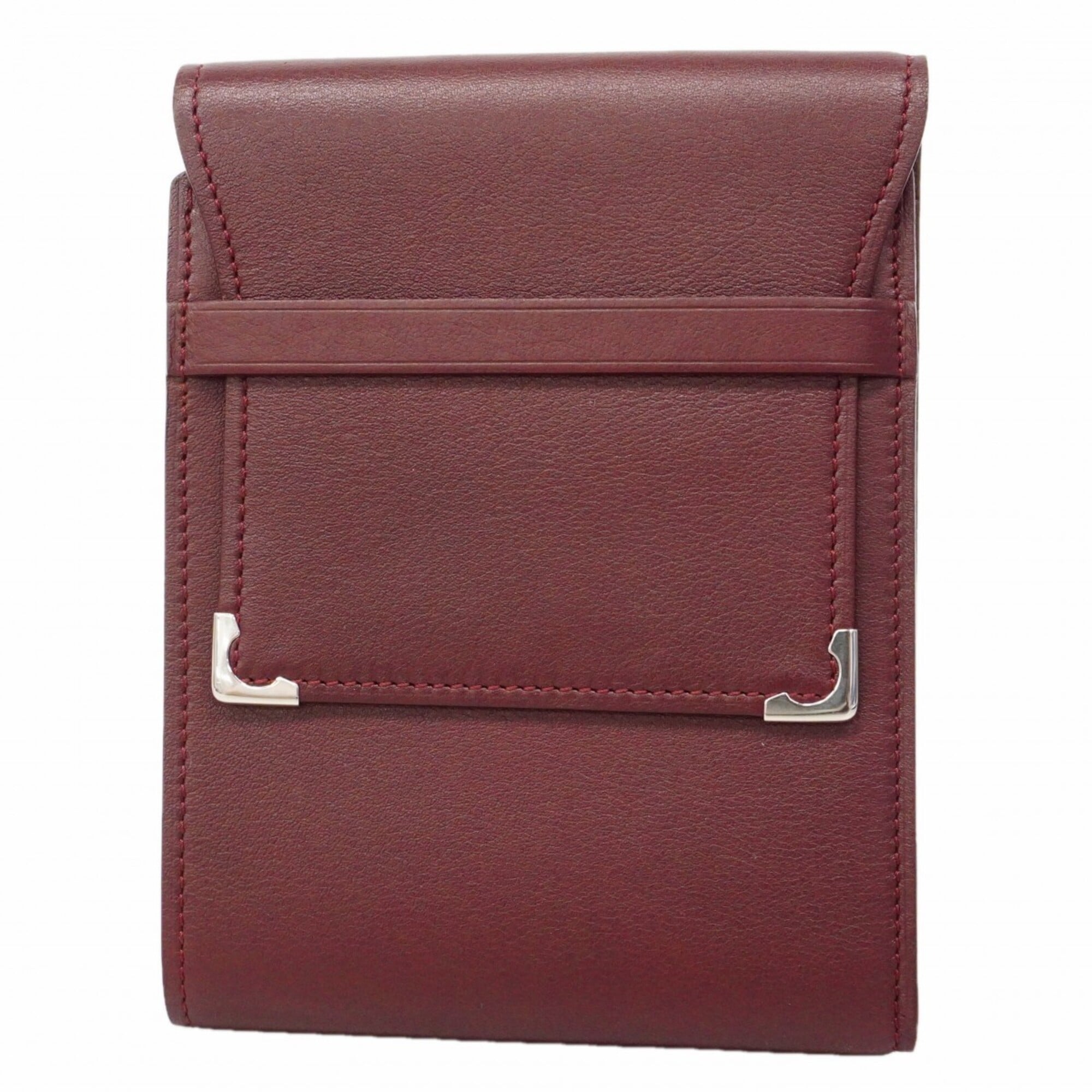 Cartier Bordeaux Leather Wallet (Tri-Fold) (Pre-Owned)