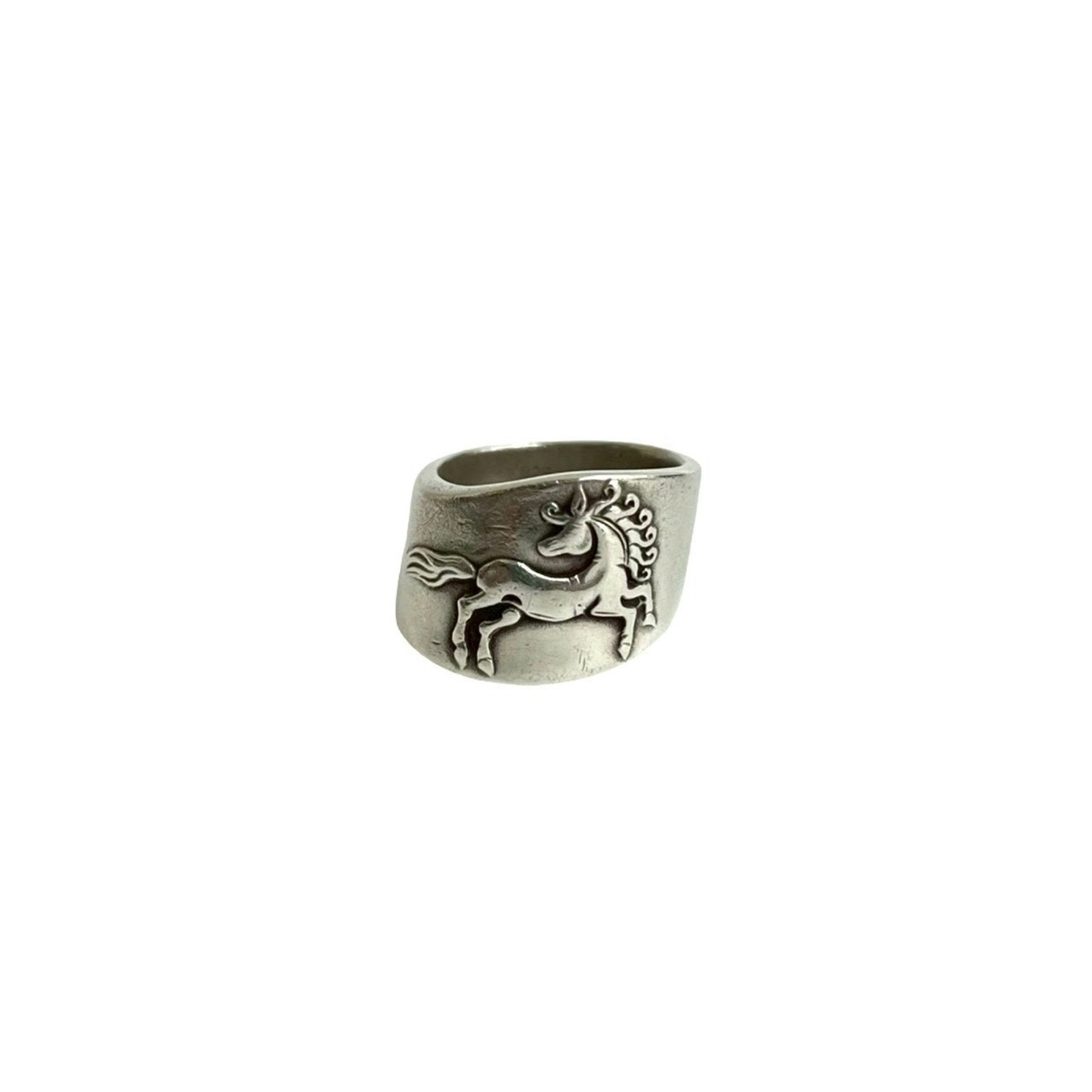 Hermes Silver Silver 925 Band Ring (Pre-Owned)