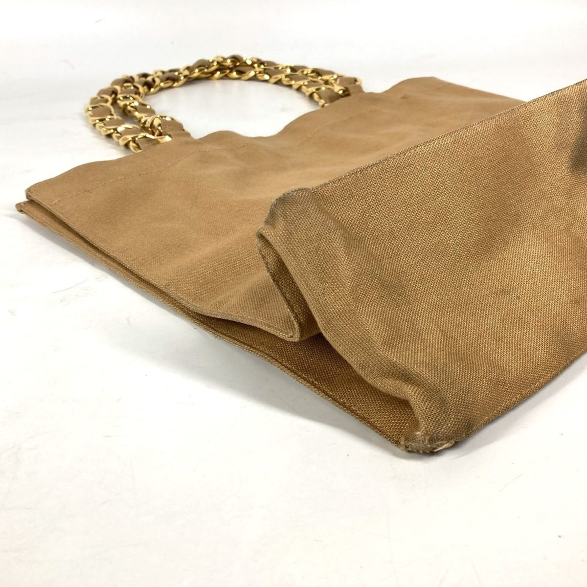 Chanel Beige Black Canvas Shoulder Bag Tote Bag (Pre-Owned)